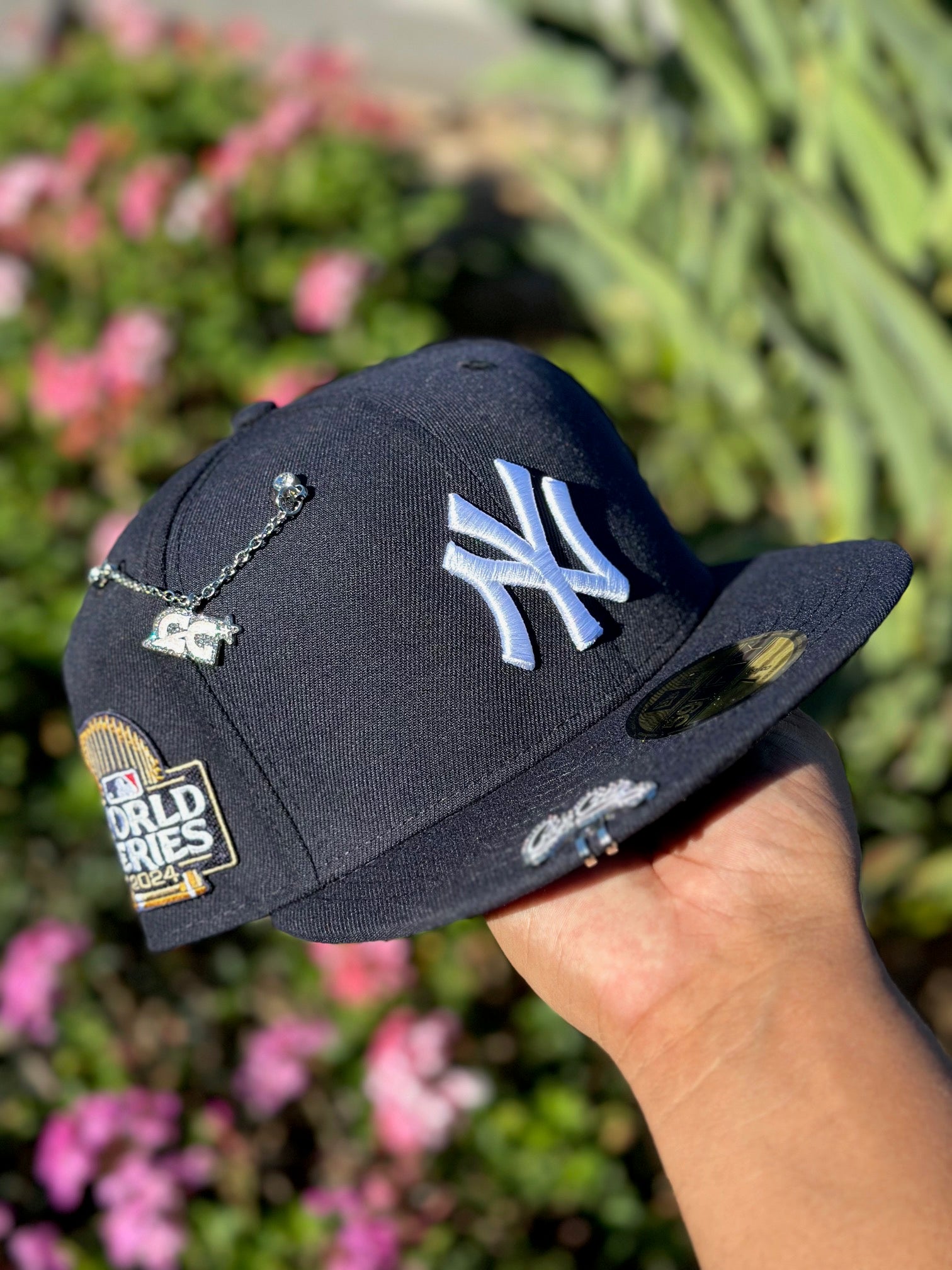 NEW ERA EXCLUSIVE 59FIFTY NAVY NEW YORK YANKEES W/ 2024 WORLD SERIES SIDE PATCH