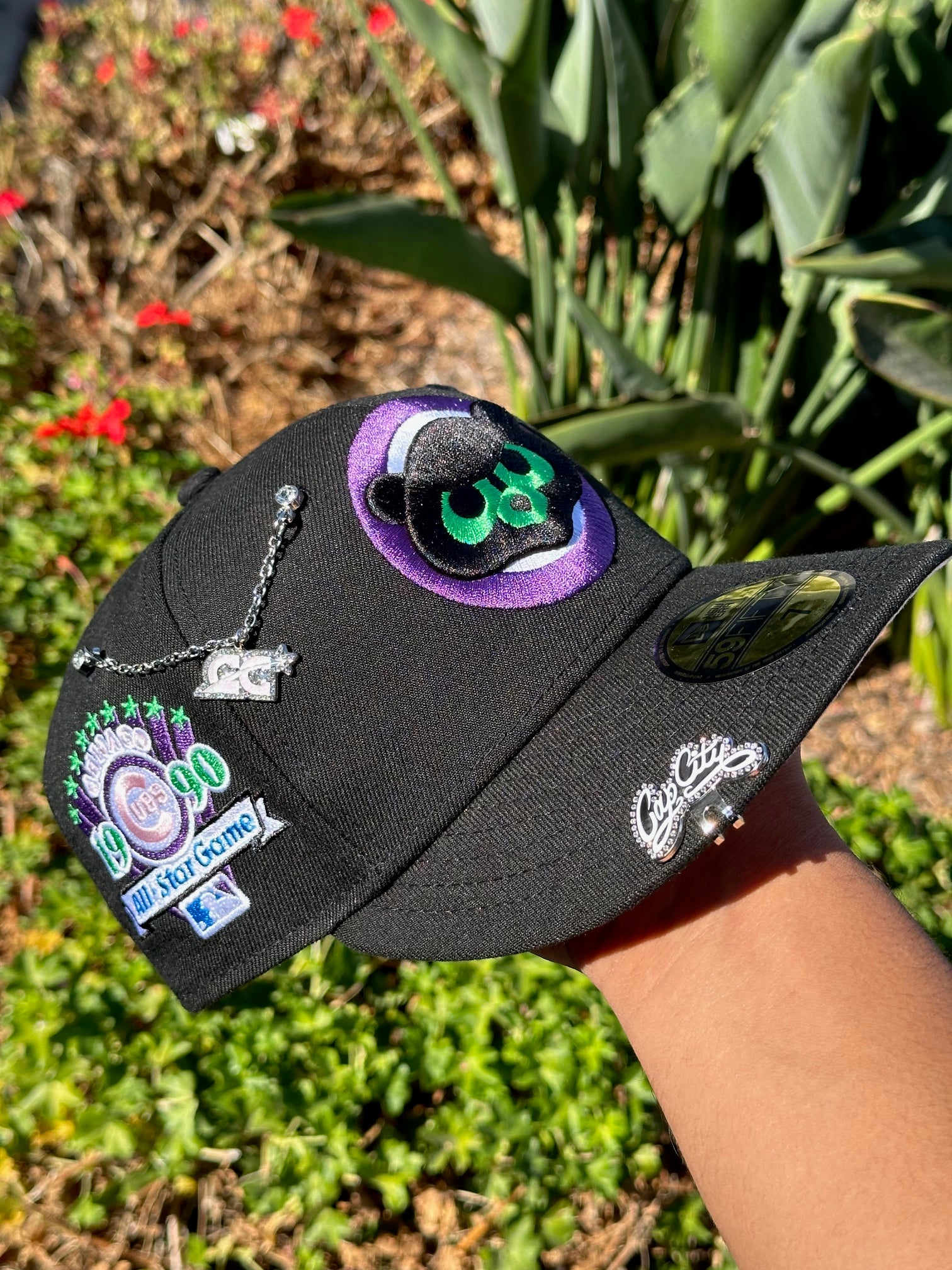 NEW ERA EXCLUSIVE 59FIFTY BLACK CHICAGO CUBS W/ 1990 ALL STAR GAME PATCH