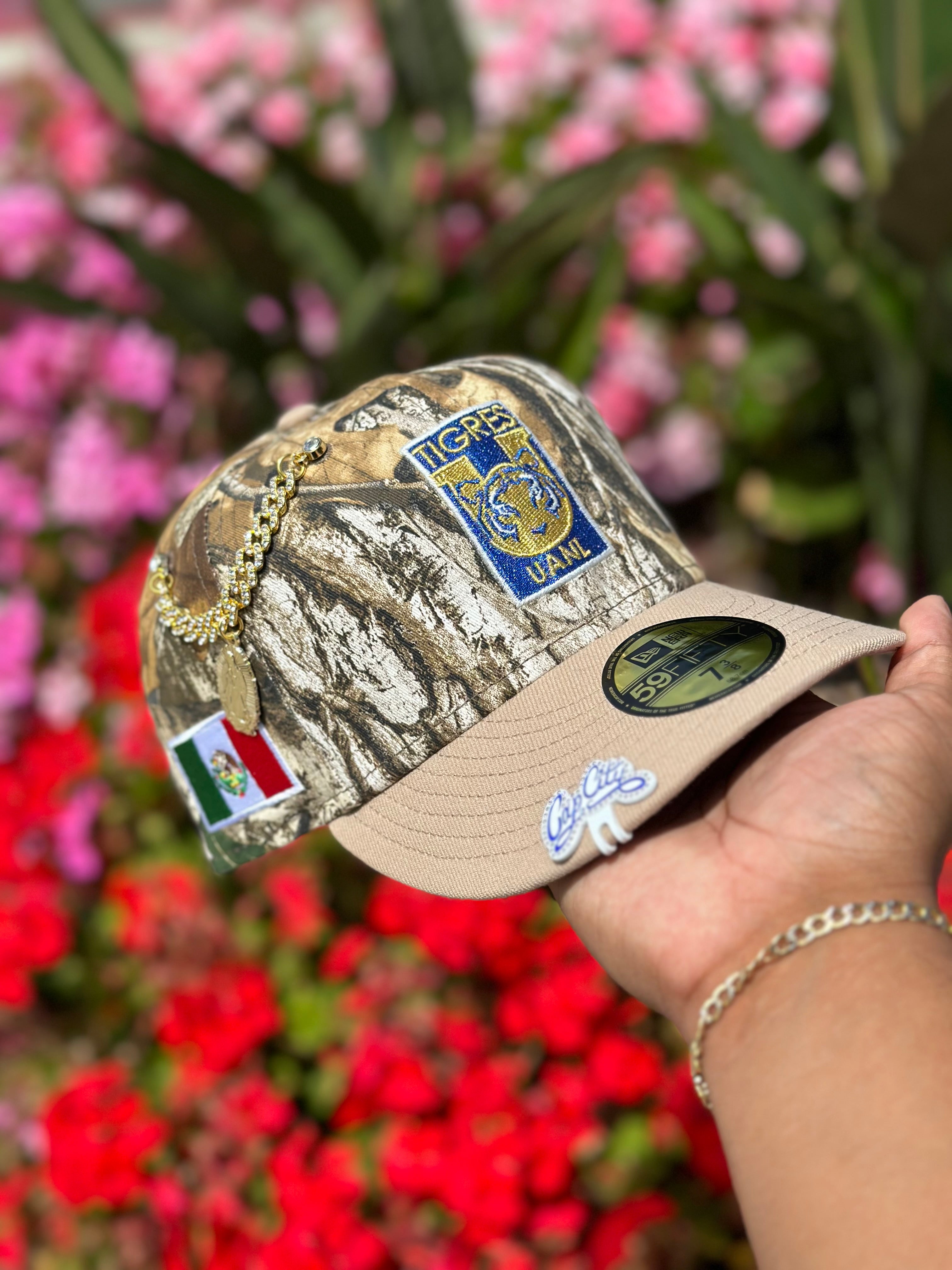 NEW ERA EXCLUSIVE 59FIFTY REALTREE/KHAKI "CLUB TIGRES UANL" W/ MEXICO FLAG SIDE PATCH