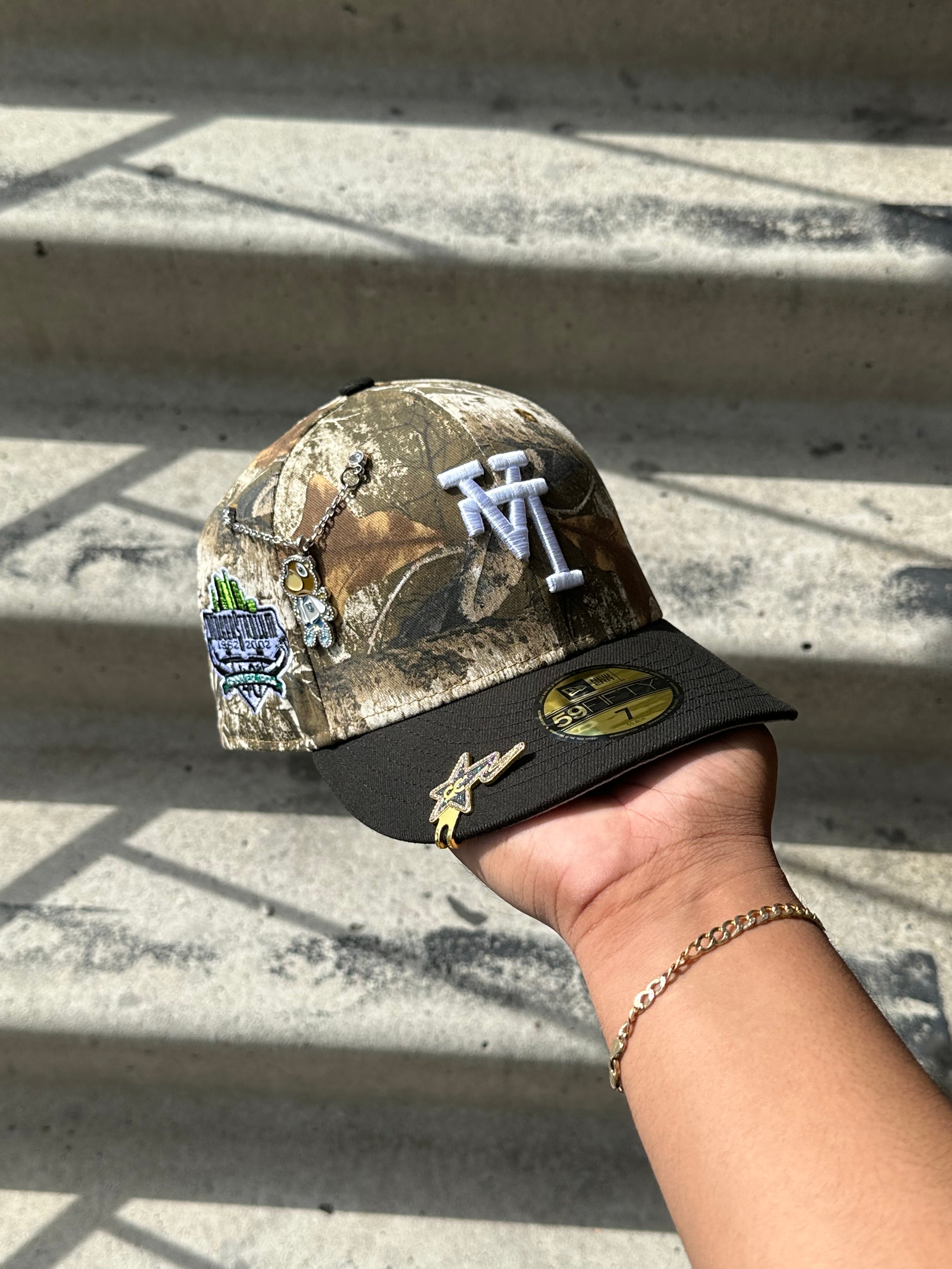 NEW ERA EXCLUSIVE 59FIFTY REALTREE/BLACK UPSIDE DOWN LOS ANGELES DODGERS W/ 40TH ANNIVERSARY PATCH