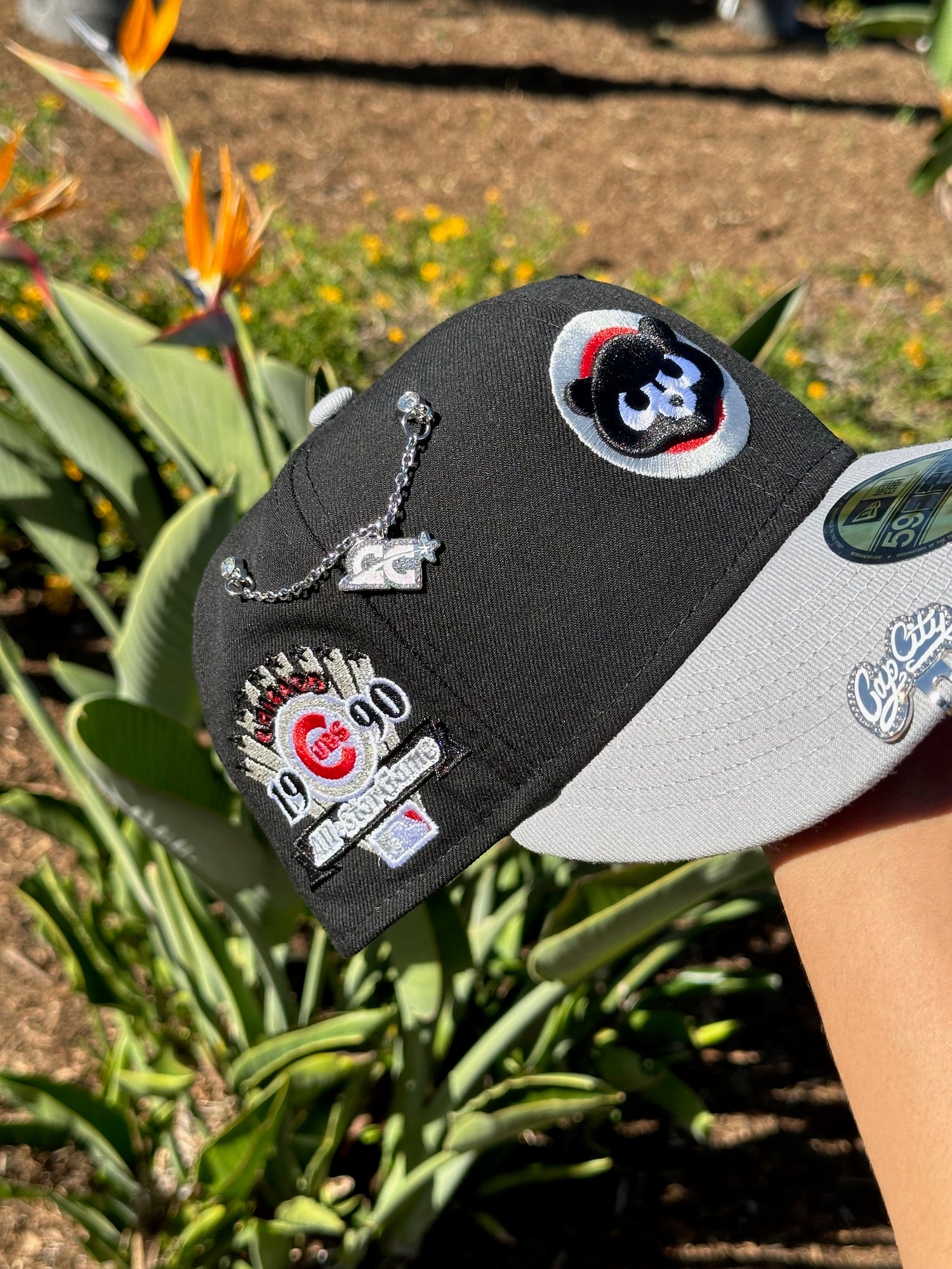 NEW ERA EXCLUSIVE 59FIFTY BLACK/GREY CHICAGO CUBS W/ 1990 ALL STAR GAM