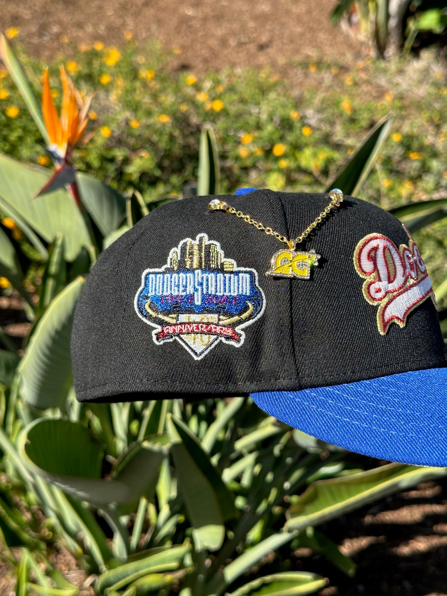 NEW ERA EXCLUSIVE 59FIFTY BLACK/BLUE LOS ANGELES DODGERS SCRIPT W/ 40TH ANNIVERSARY SIDE PATCH