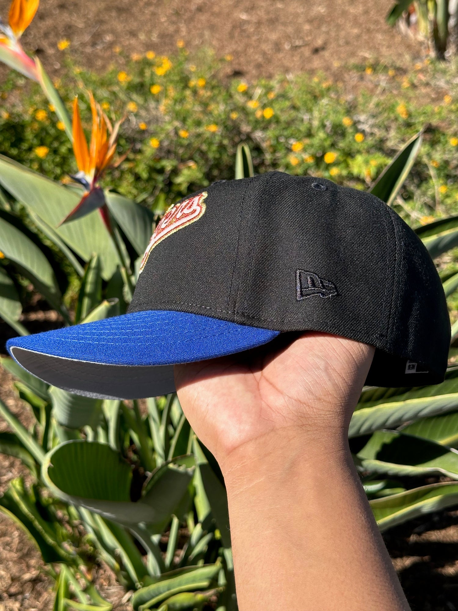 NEW ERA EXCLUSIVE 59FIFTY BLACK/BLUE LOS ANGELES DODGERS SCRIPT W/ 40TH ANNIVERSARY SIDE PATCH