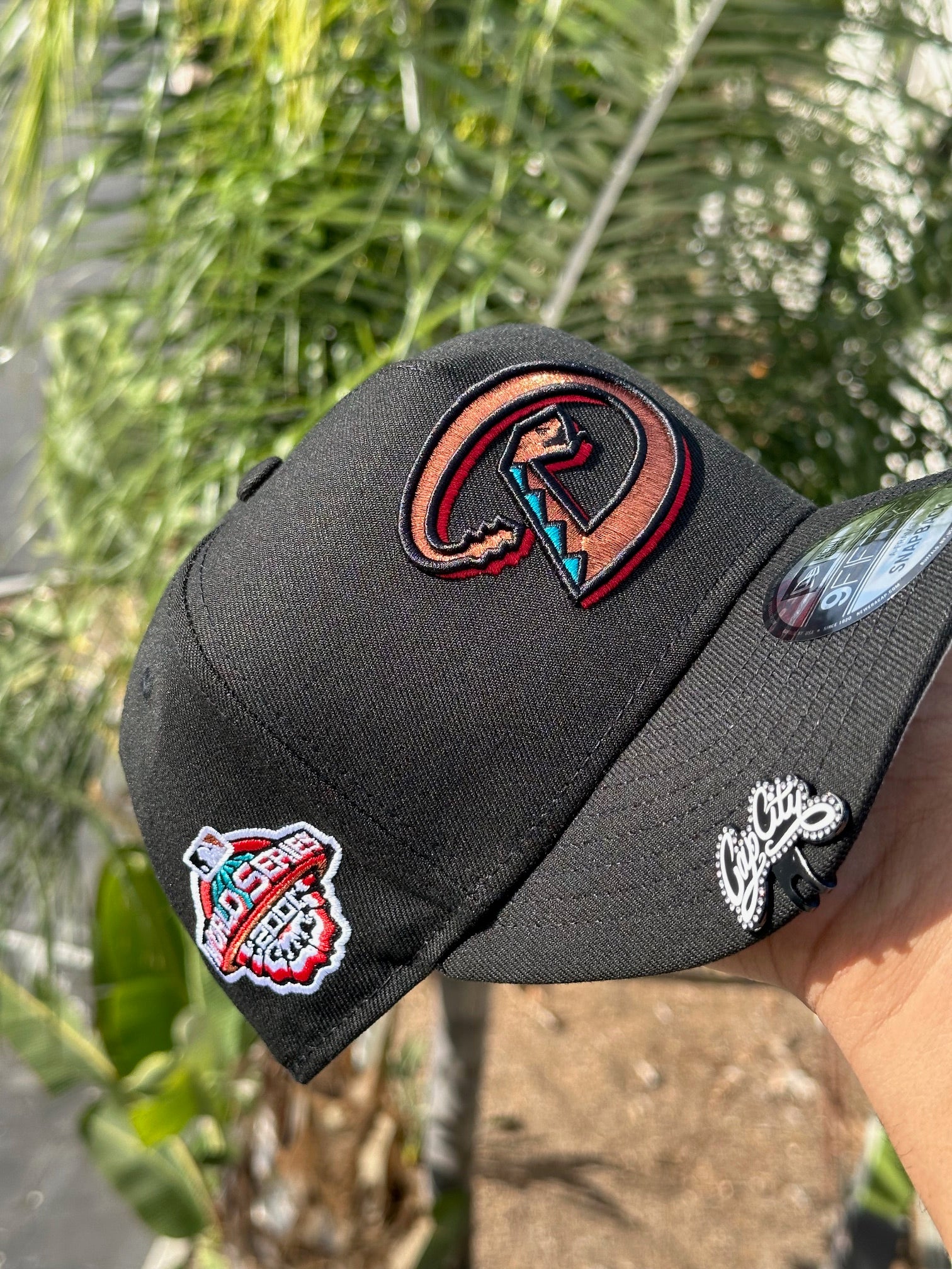 NEW ERA EXCLUSIVE 9FIFTY A-FRAME BLACK ARIZONA DIAMONDBACKS SNAPBACK W/ 2001 WORLD SERIES SIDE PATCH