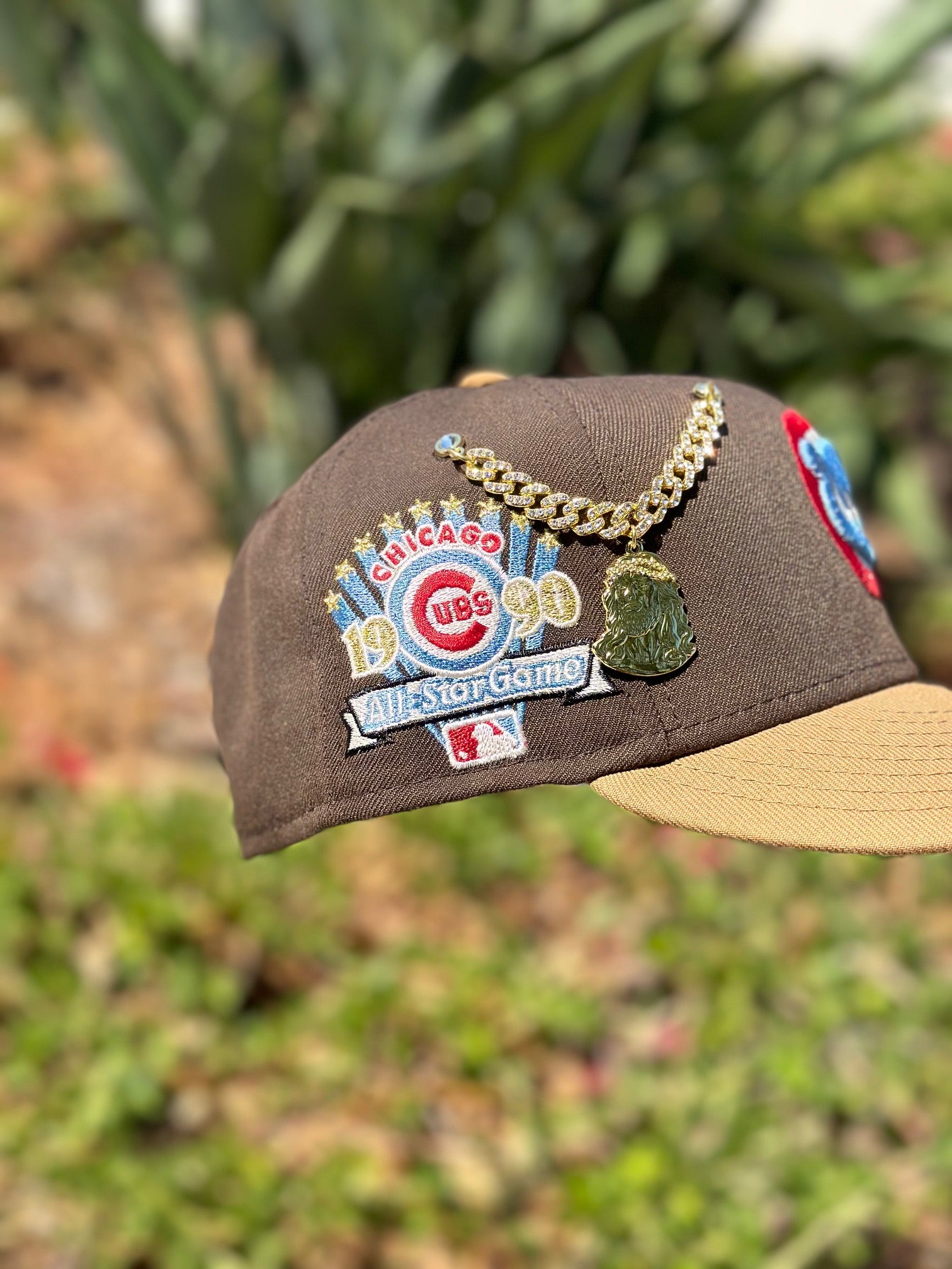 NEW ERA EXCLUSIVE 59FIFTY MOCHA/KHAKI CHICAGO CUBS W/ 1990 ALL STAR GAME PATCH