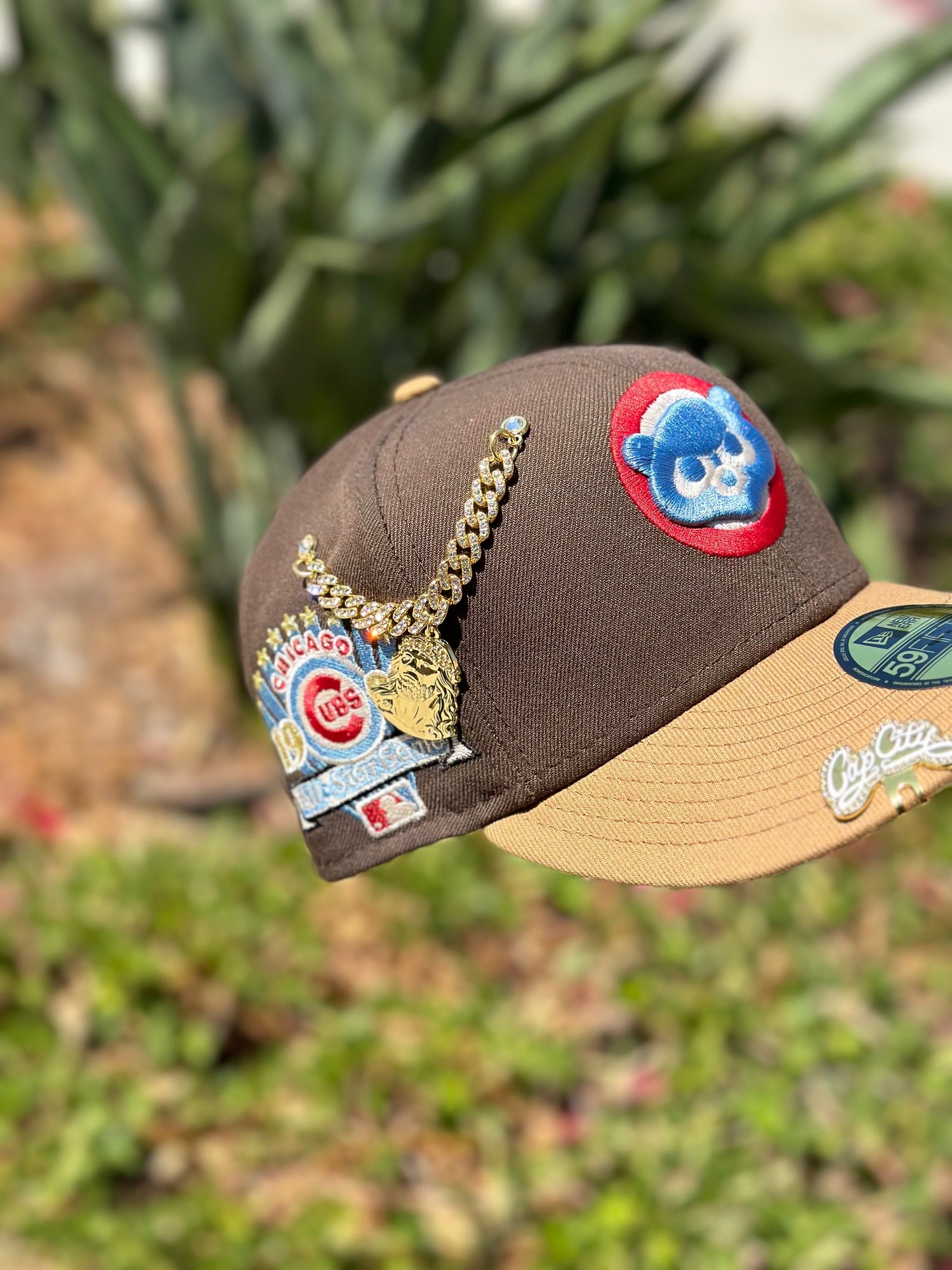 NEW ERA EXCLUSIVE 59FIFTY MOCHA/KHAKI CHICAGO CUBS W/ 1990 ALL STAR GAME PATCH