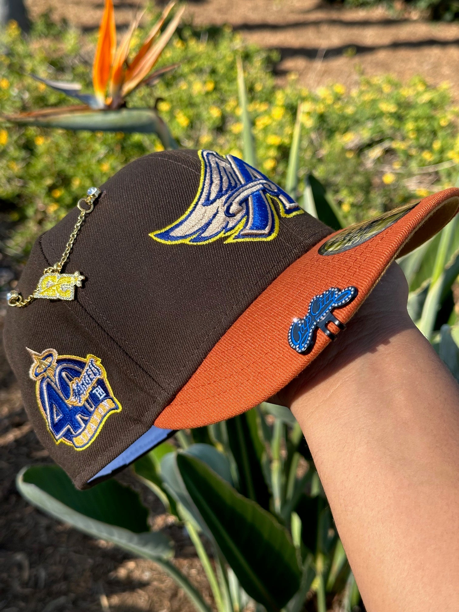 NEW ERA 59FIFTY MOCHA/RUST ORANGE ANAHEIM ANGELS W/ 40TH ANNIVERSARY SIDE PATCH