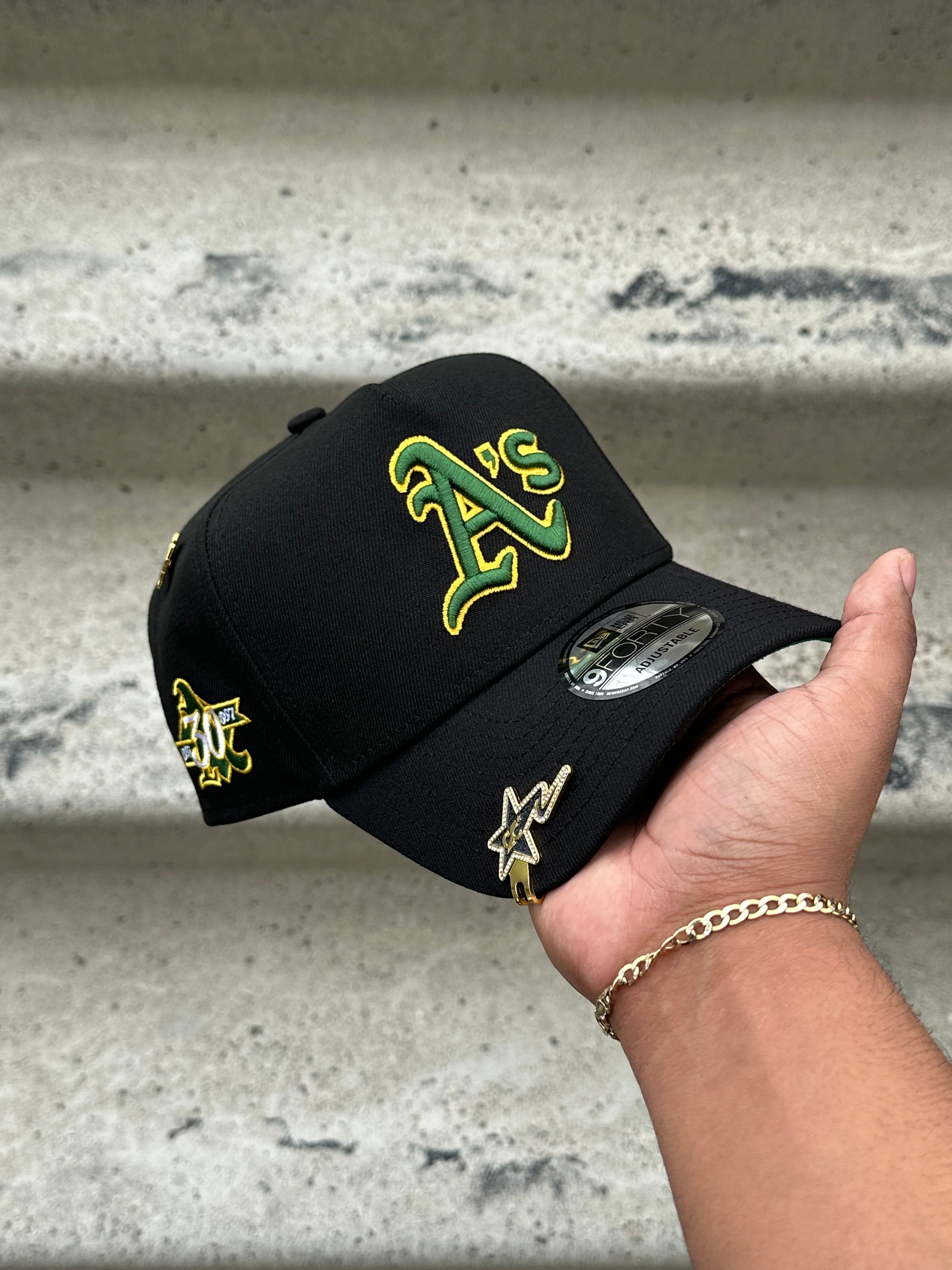 NEW ERA EXCLUSIVE 9FORTY A-FRAME BLACK OAKLAND A'S W/ 30TH ANNIVERSARY SIDE PATCH