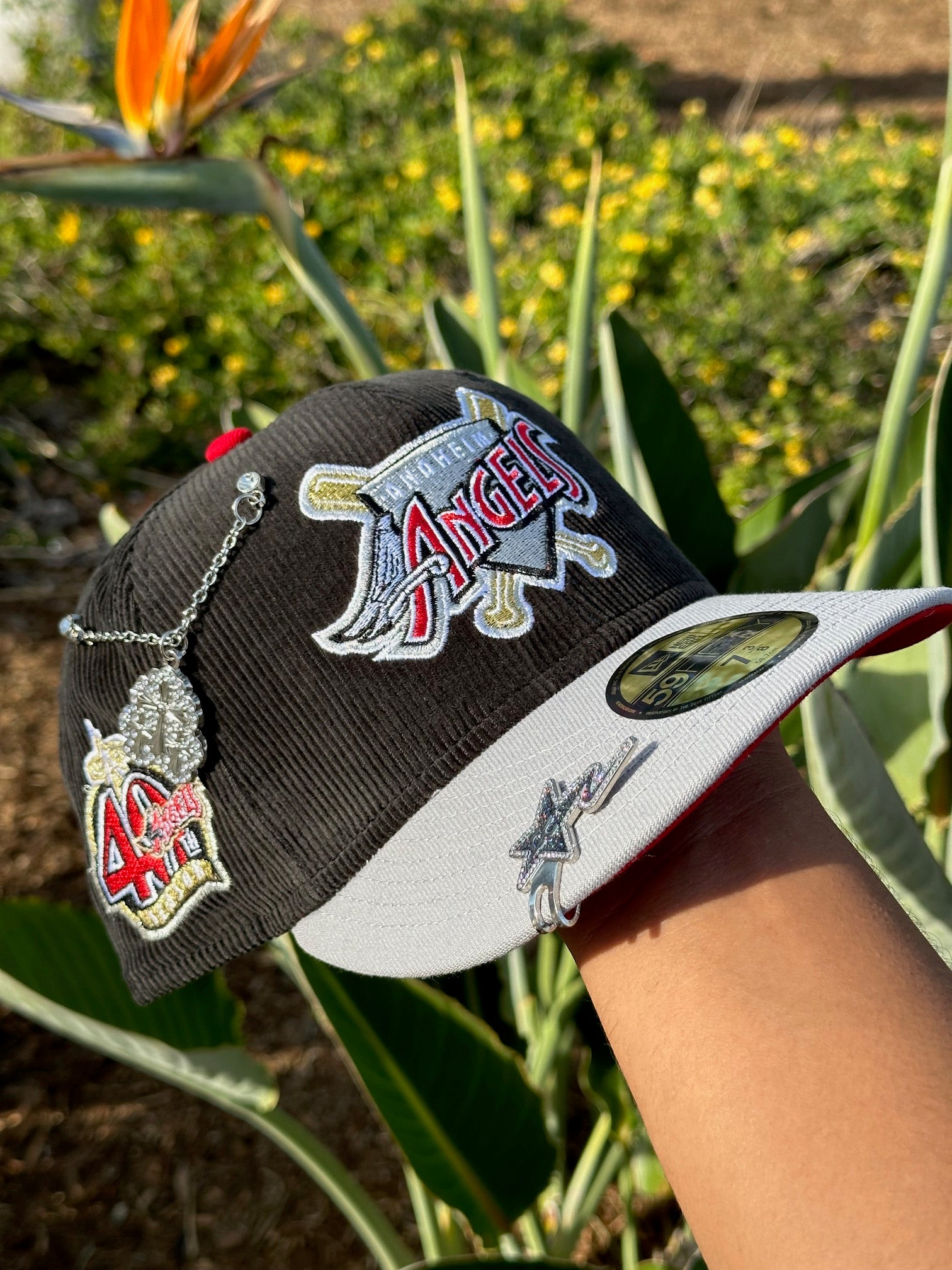 NEW ERA 59FIFTY CORDUROY/GREY ANAHEIM ANGELS W/ 40TH ANNIVERSARY SIDE PATCH