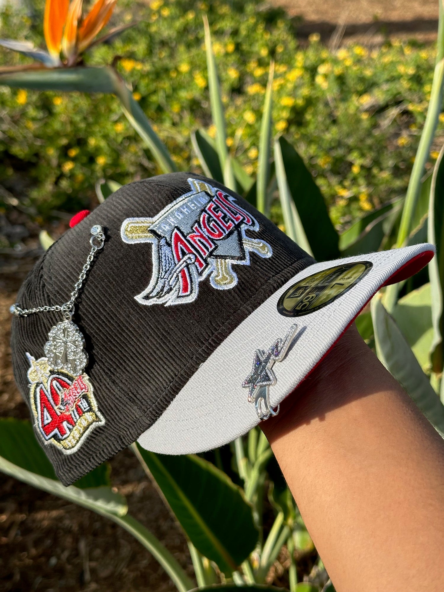 NEW ERA 59FIFTY CORDUROY/GREY ANAHEIM ANGELS W/ 40TH ANNIVERSARY SIDE PATCH