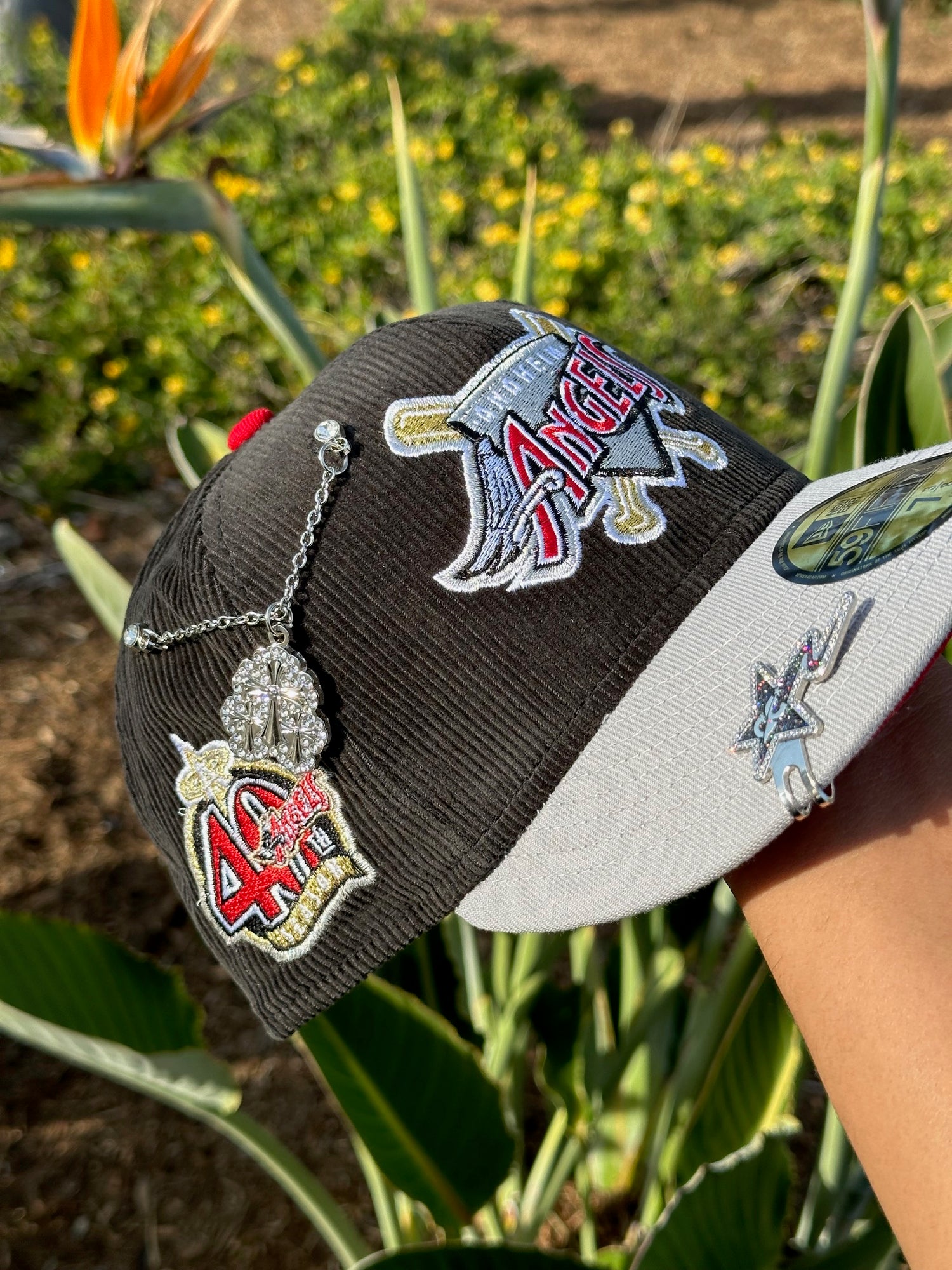 NEW ERA 59FIFTY CORDUROY/GREY ANAHEIM ANGELS W/ 40TH ANNIVERSARY SIDE PATCH