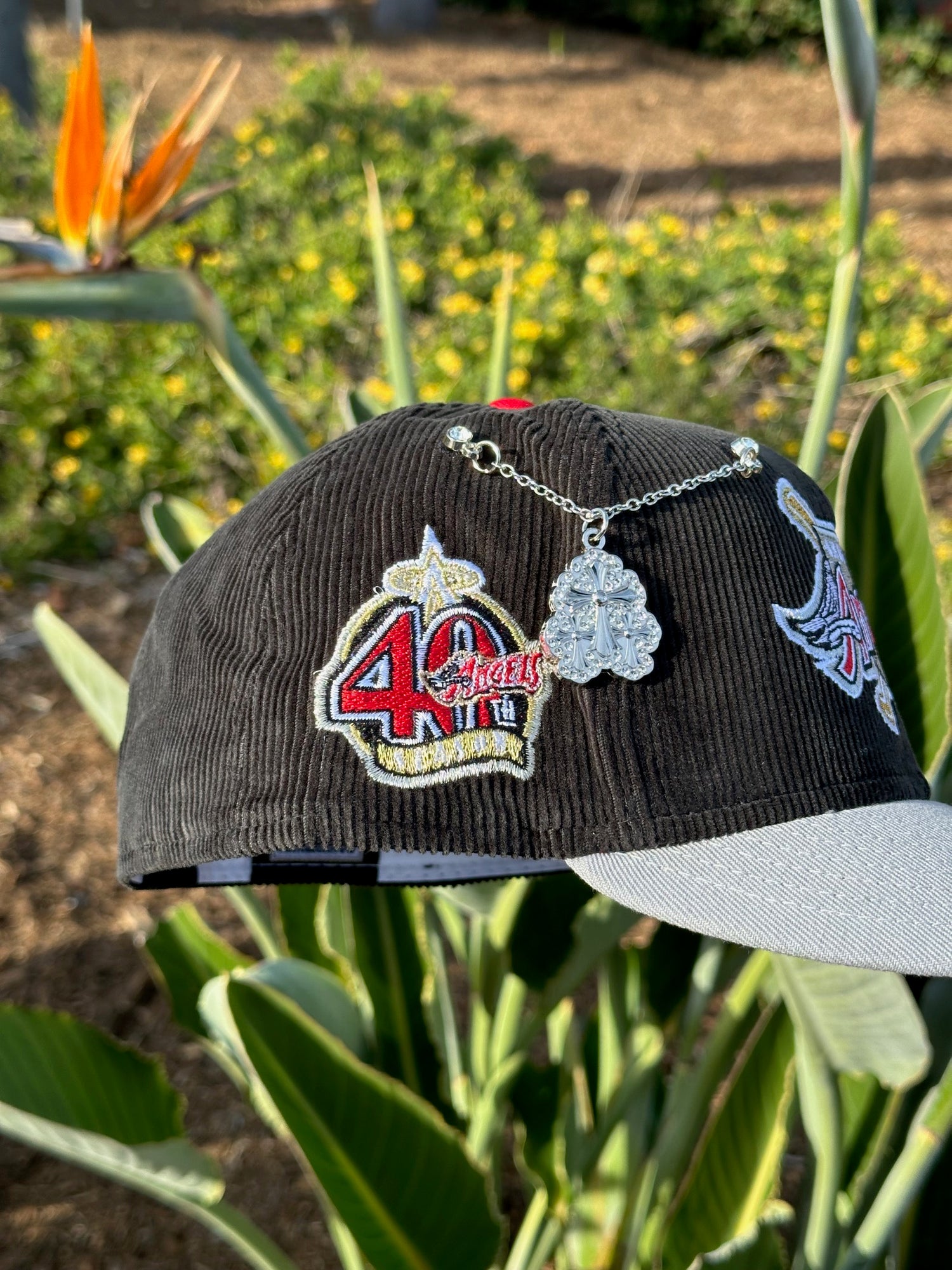 NEW ERA 59FIFTY CORDUROY/GREY ANAHEIM ANGELS W/ 40TH ANNIVERSARY SIDE PATCH