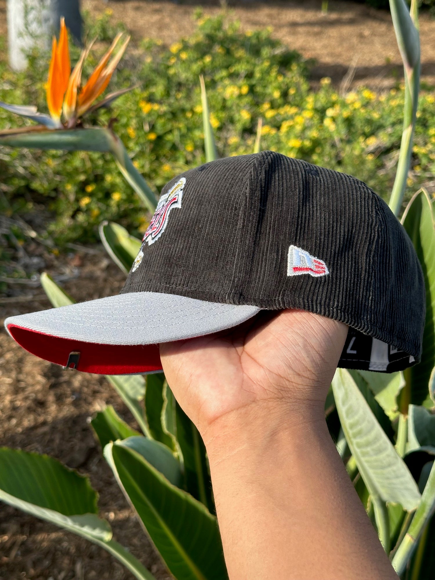 NEW ERA 59FIFTY CORDUROY/GREY ANAHEIM ANGELS W/ 40TH ANNIVERSARY SIDE PATCH