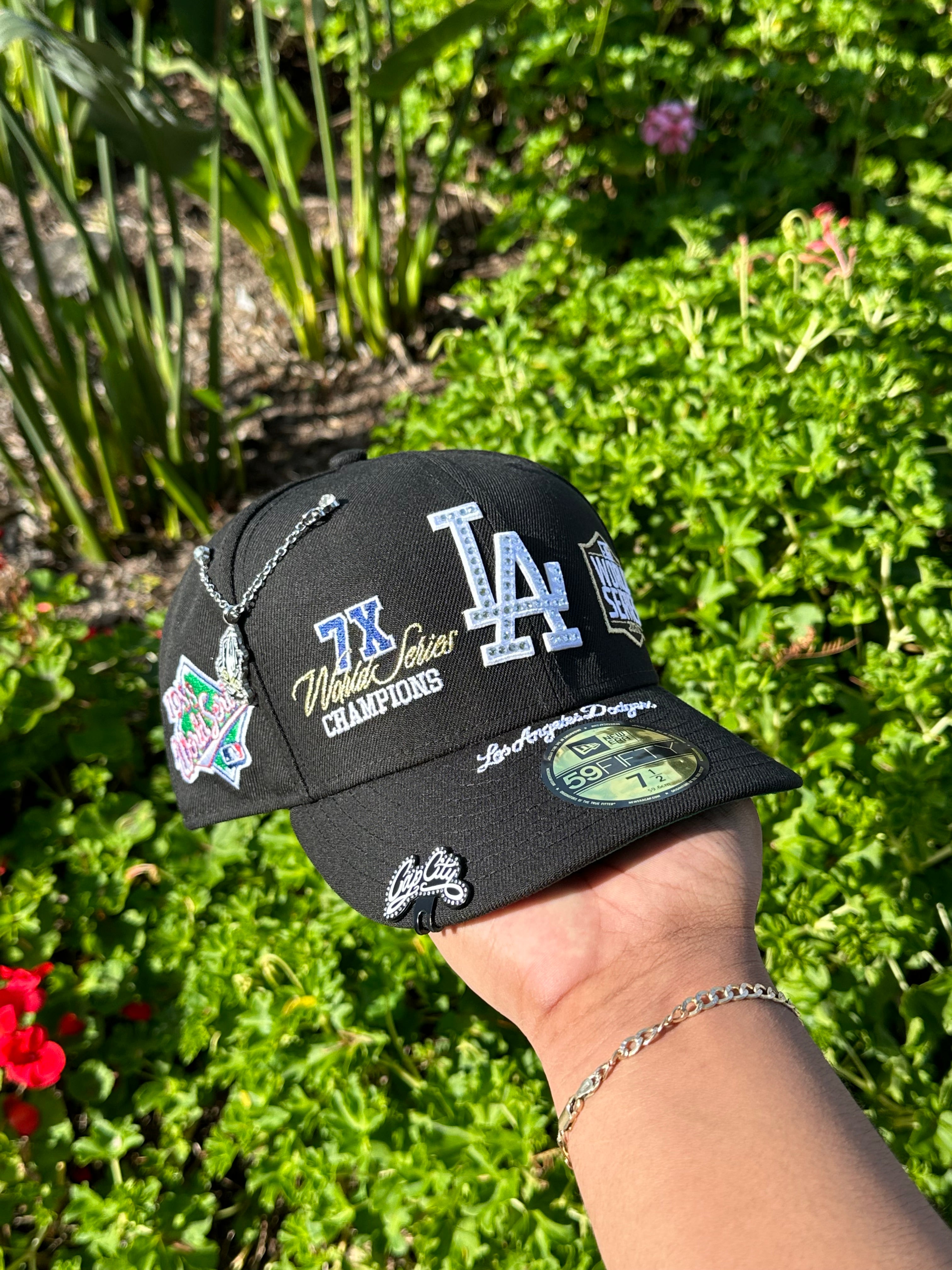 NEW ERA EXCLUSIVE 59FIFTY BLACK LOS ANGELES DODGERS W/ WORLD SERIES EMBROIDERY