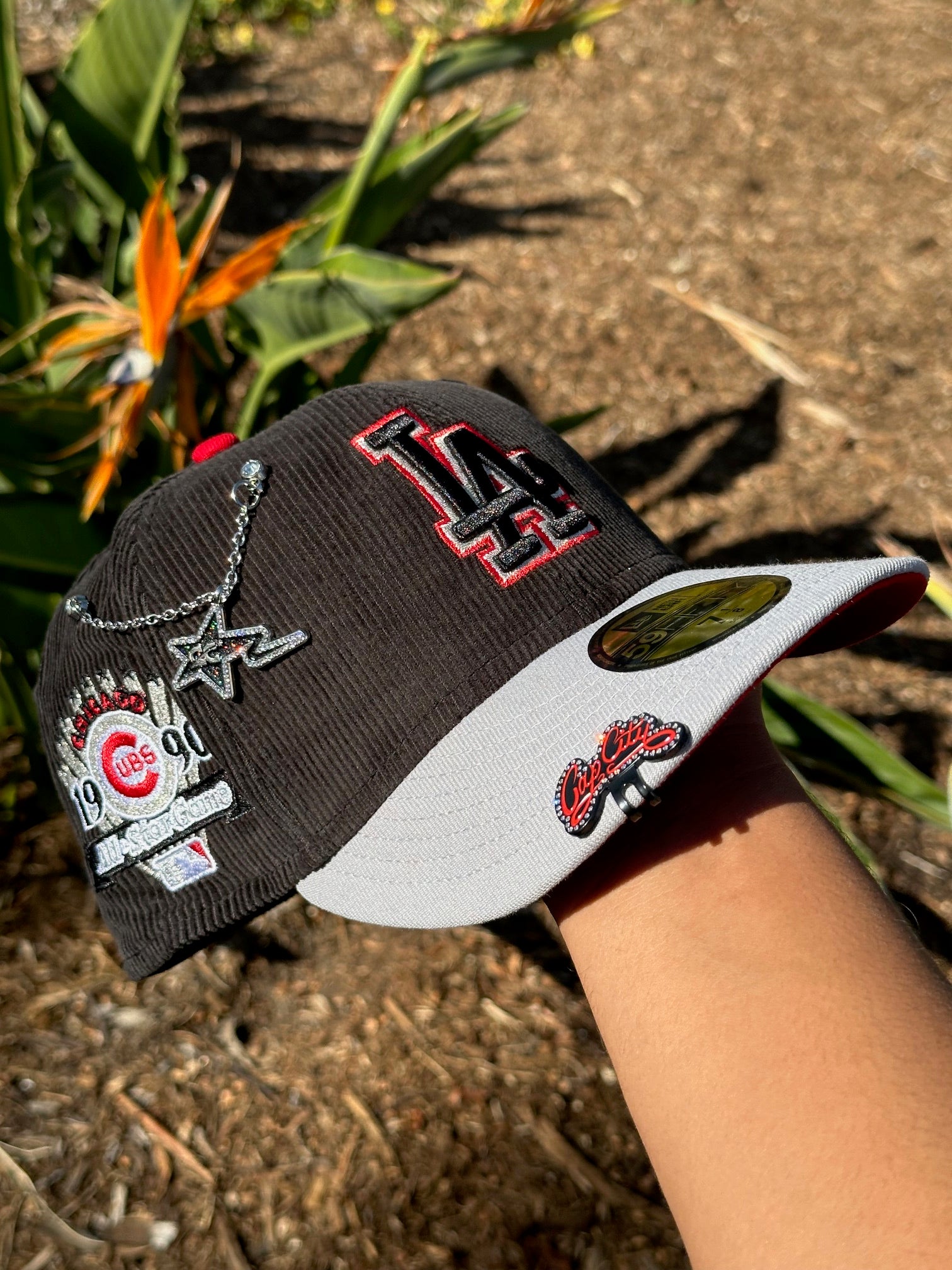 NEW ERA EXCLUSIVE 59FIFTY CORDUROY/GREY LOS ANGELES DODGERS W/ 1990 ALL STAR GAME SIDE PATCH