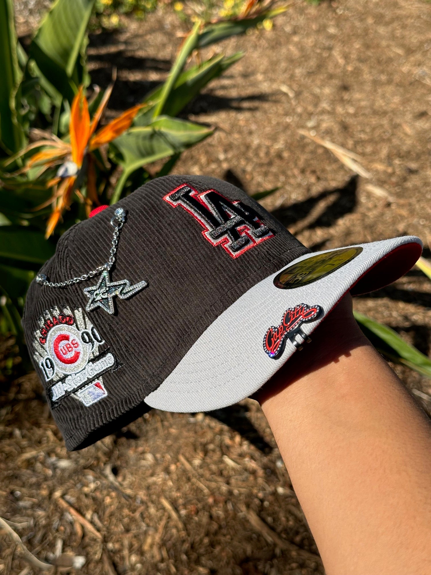 NEW ERA EXCLUSIVE 59FIFTY CORDUROY/GREY LOS ANGELES DODGERS W/ 1990 ALL STAR GAME SIDE PATCH