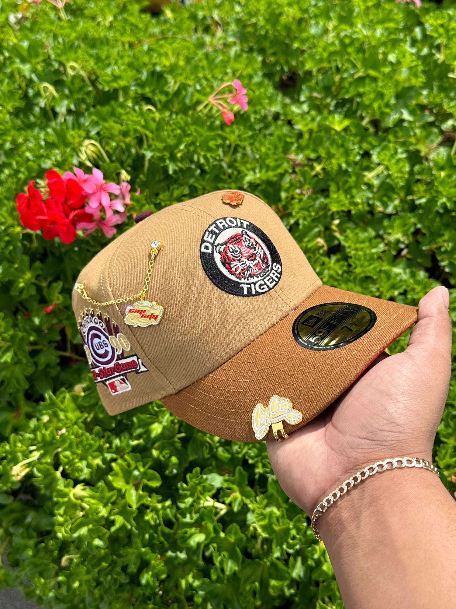 NEW ERA EXCLUSIVE 59FIFTY TAN/KHAKI DETROIT TIGERS W/ 1990 ALL STAR GAME PATCH