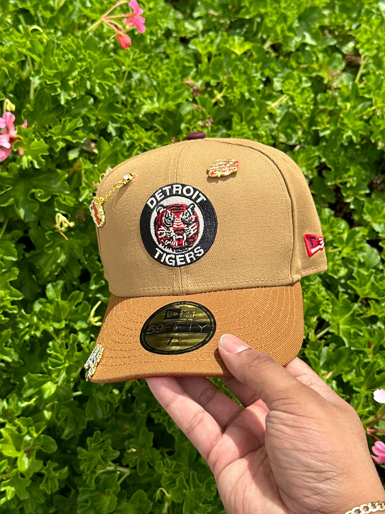 NEW ERA EXCLUSIVE 59FIFTY TAN/KHAKI DETROIT TIGERS W/ 1990 ALL STAR GAME PATCH
