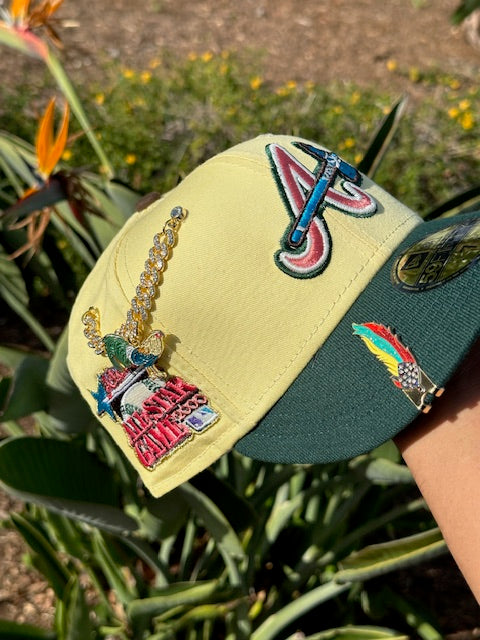 NEW ERA 59FIFTY YELLOW/FOREST GREEN ATLANTA BRAVES W/ 2000 ALL STAR GAME SIDE PATCH