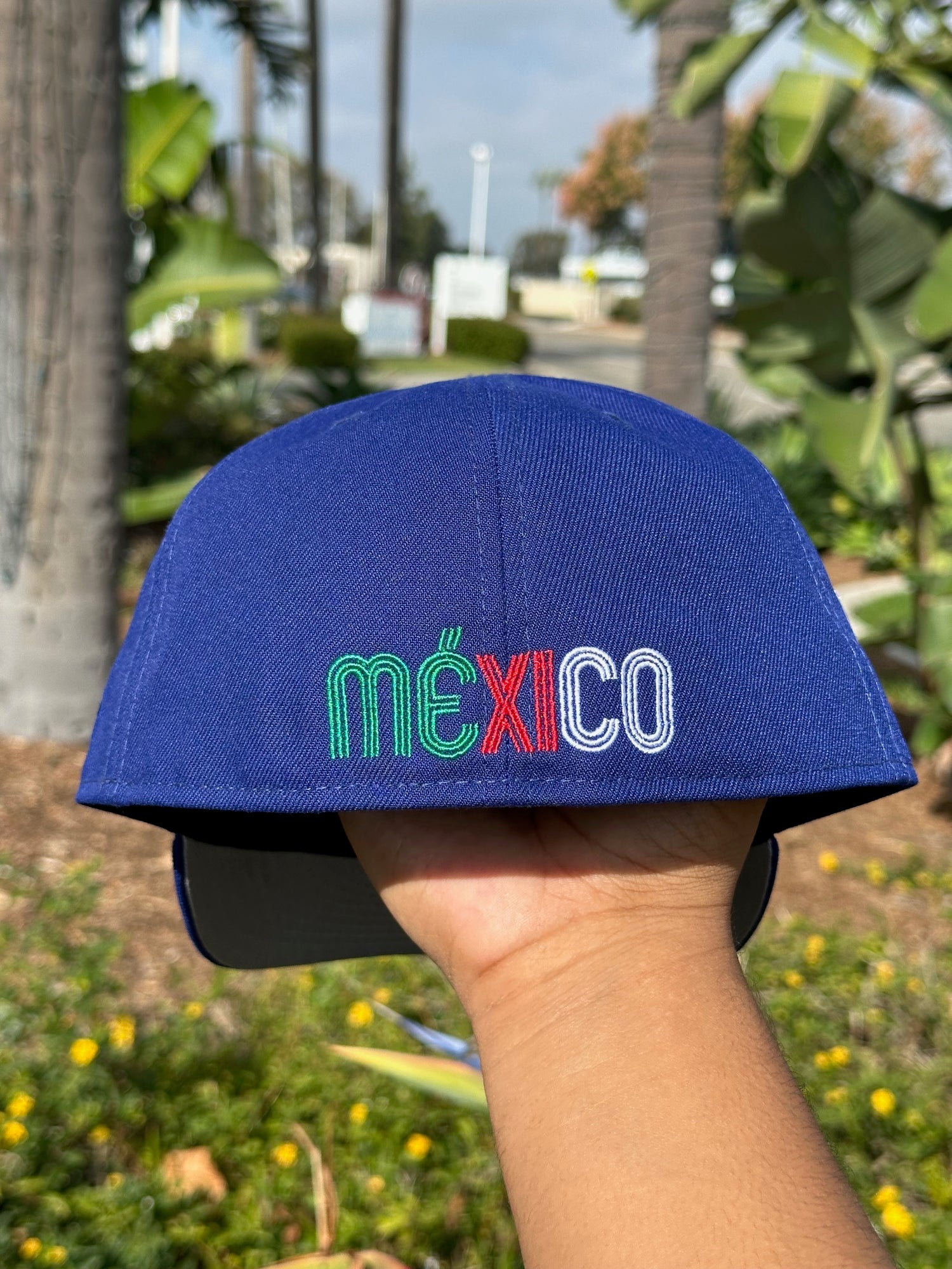 NEW ERA EXCLUSIVE 59FIFTY BLUE MEXICO "EL GALLO" W/ MEXICO FLAG SIDE PATCH