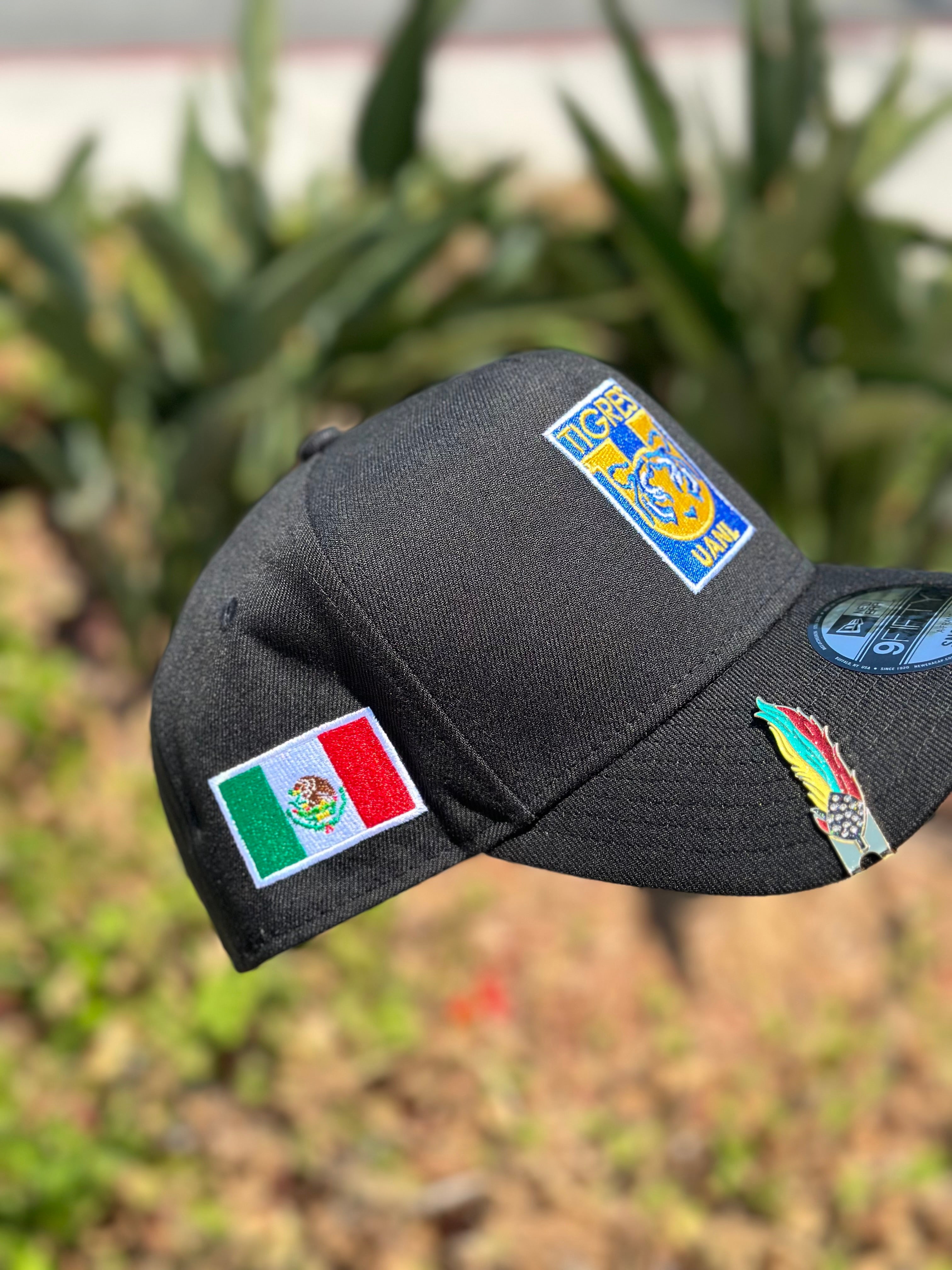 NEW ERA EXCLUSIVE 9FIFTY A-FRAME BLACK "CLUB TIGRES UANL" SNAPBACK W/ MEXICO FLAG SIDE PATCH