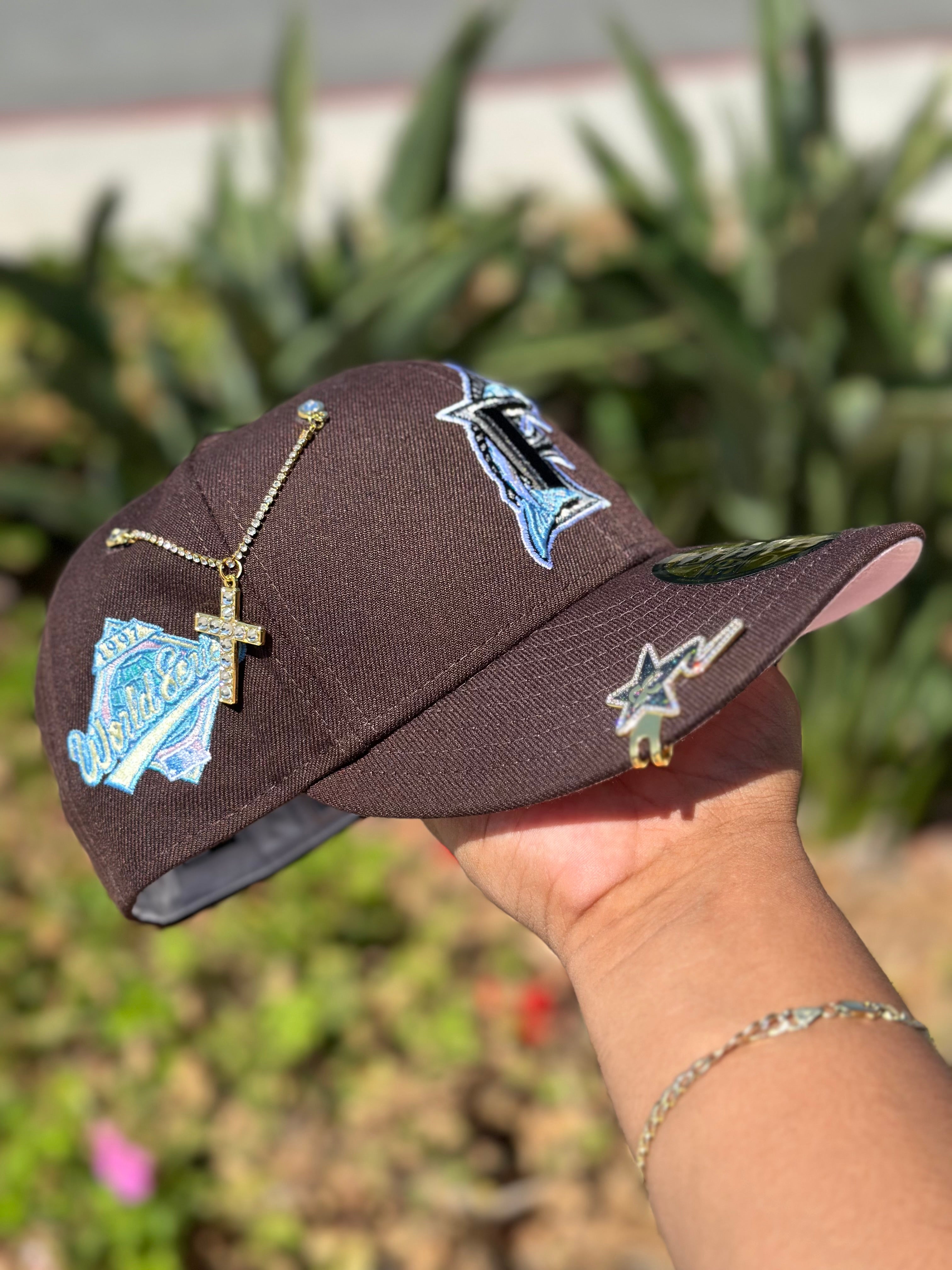 NEW ERA EXCLUSIVE 59FIFTY DARK BROWN FLORIDA MARLINS W/ 1997 WORLD SERIES SIDE PATCH