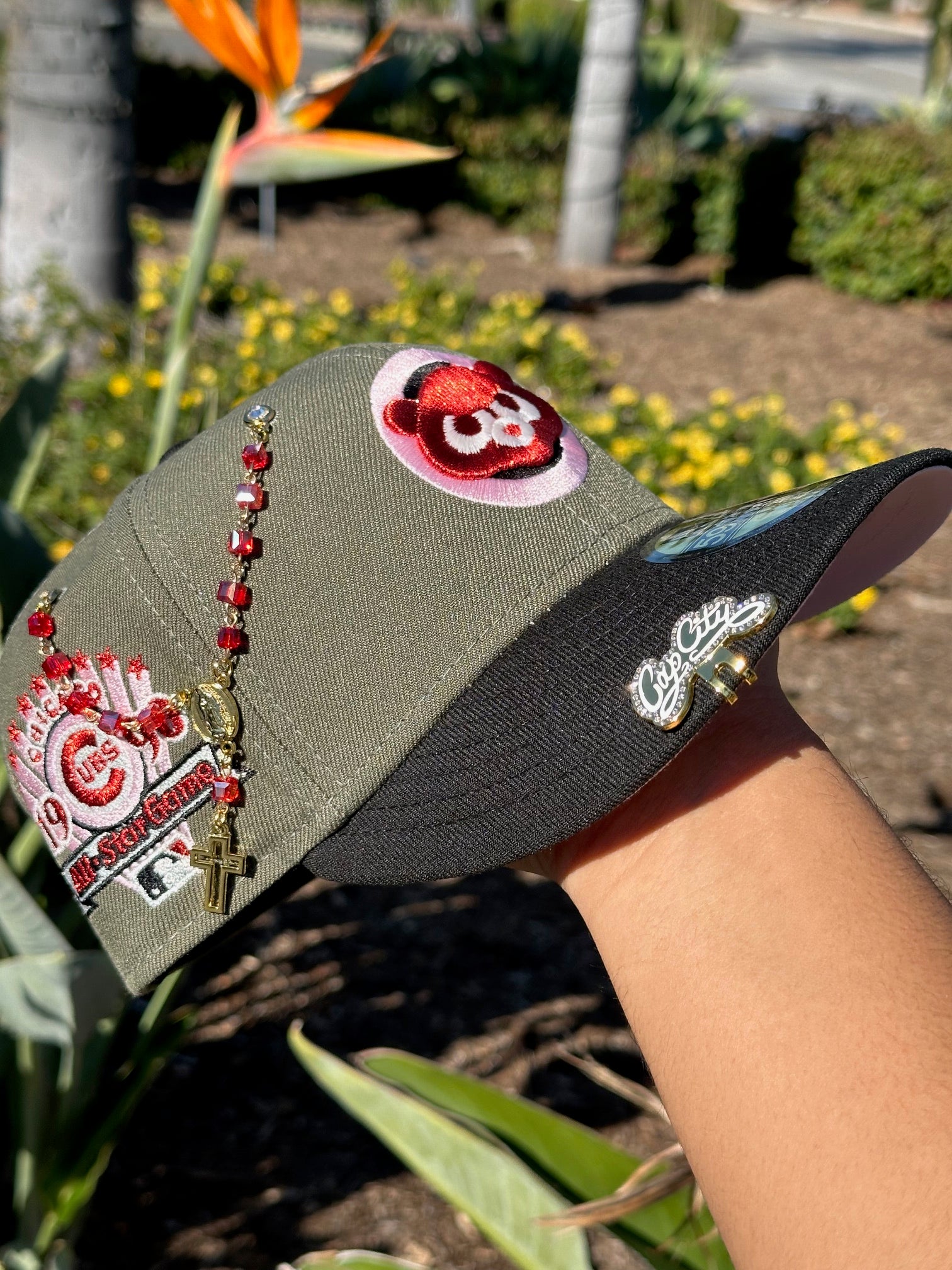 NEW ERA EXCLUSIVE 59FIFTY OLIVE/BLACK CHICAGO CUBS W/ 1990 ALL STAR GAME PATCH