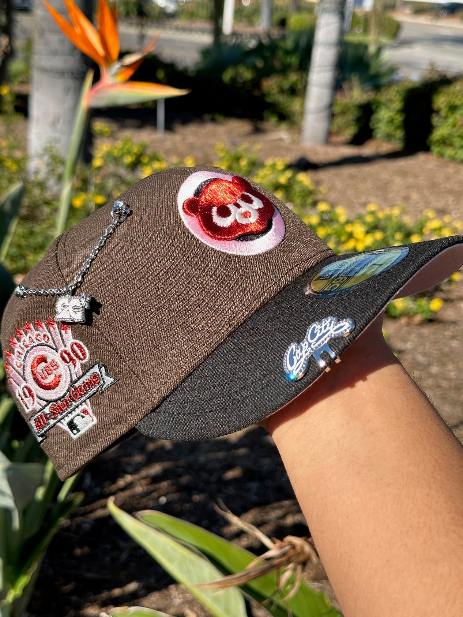 NEW ERA EXCLUSIVE 59FIFTY MOCHA/BLACK CHICAGO CUBS W/ 1990 ALL STAR GAME PATCH