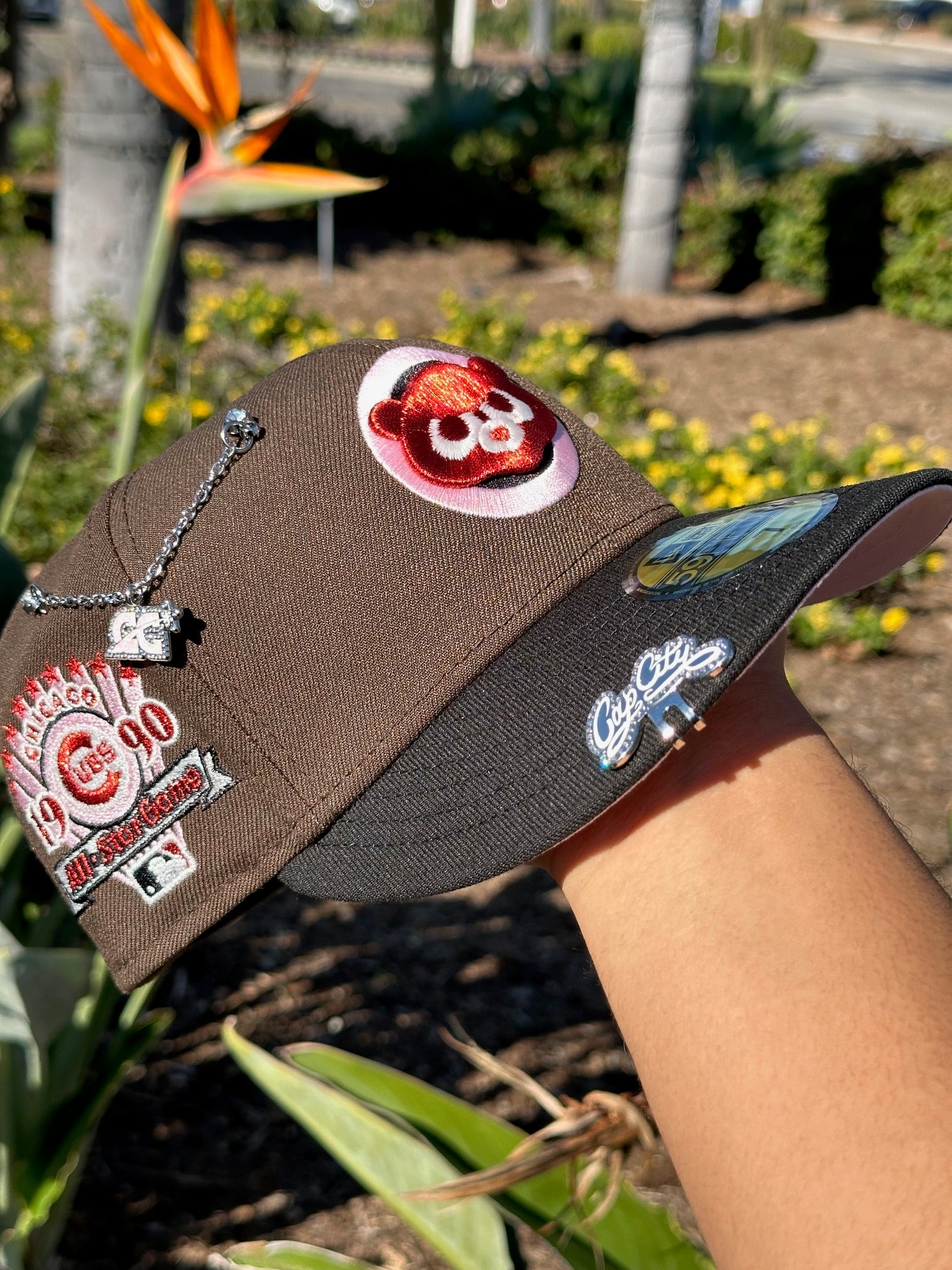 NEW ERA EXCLUSIVE 59FIFTY MOCHA/BLACK CHICAGO CUBS W/ 1990 ALL STAR GAME PATCH