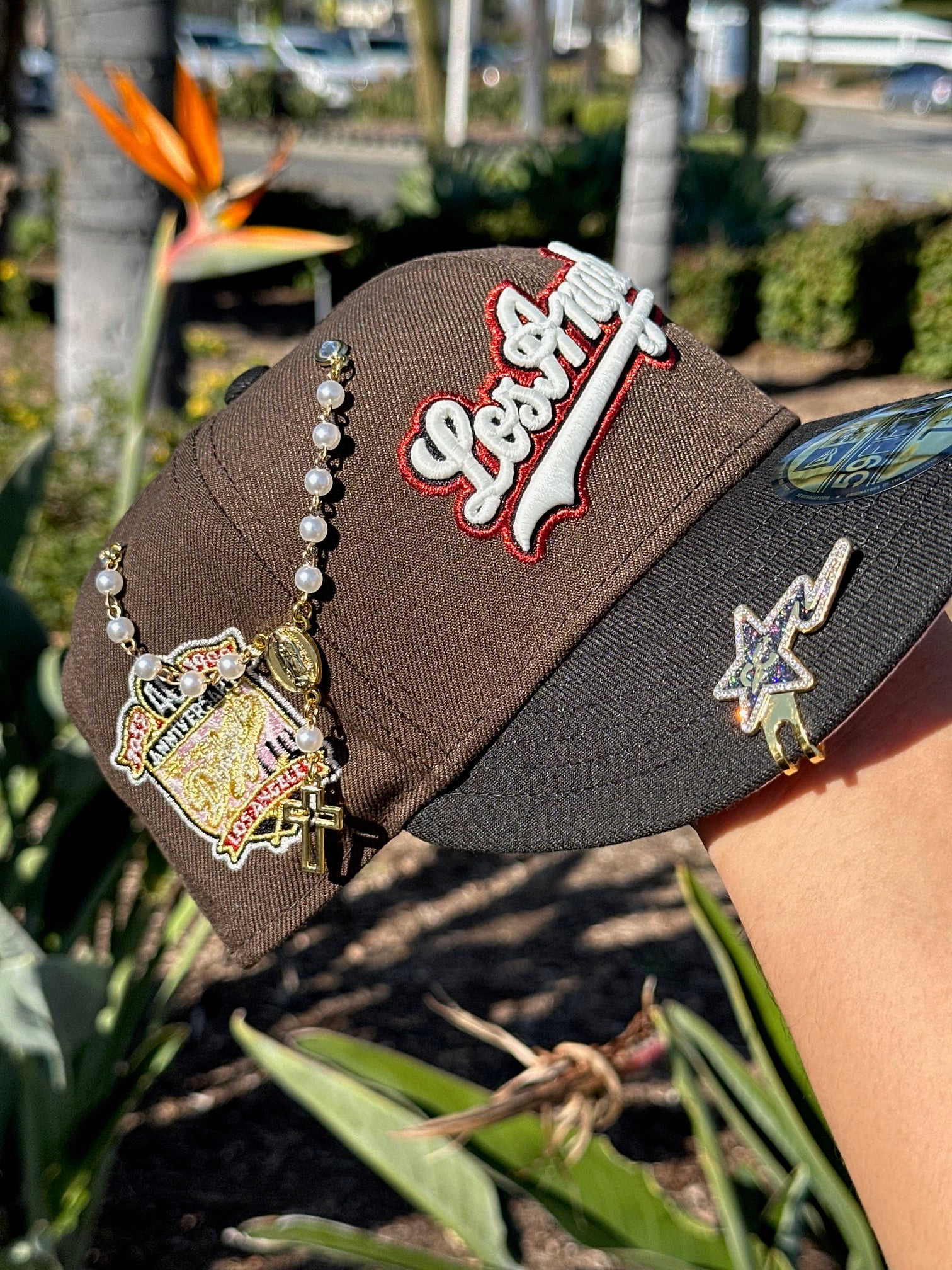 NEW ERA 59FIFTY MOCHA/BLACK LOS ANGELES DODGERS SCRIPT W/ 40TH ANNIVERSARY SIDE PATCH