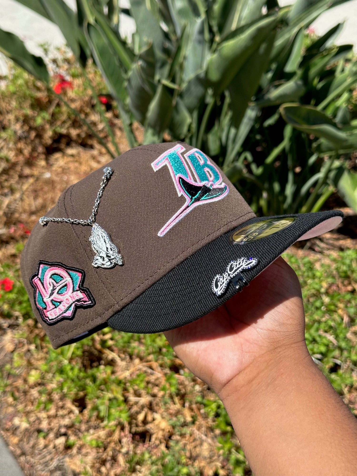 NEW ERA EXCLUSIVE 59FIFTY MOCHA/BLACK TAMPA BAY RAYS W/ 10TH SEASON SIDE PATCH