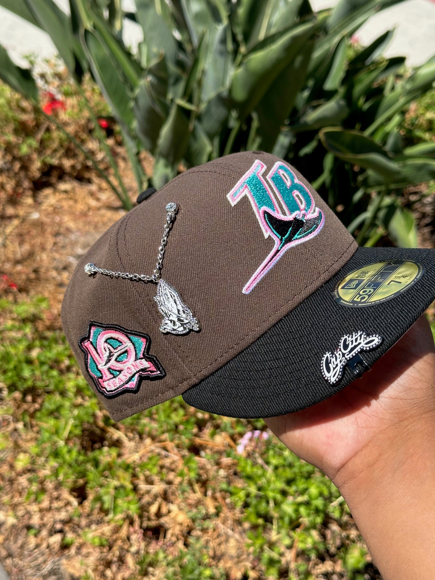 NEW ERA EXCLUSIVE 59FIFTY MOCHA/BLACK TAMPA BAY RAYS W/ 10TH SEASON SIDE PATCH