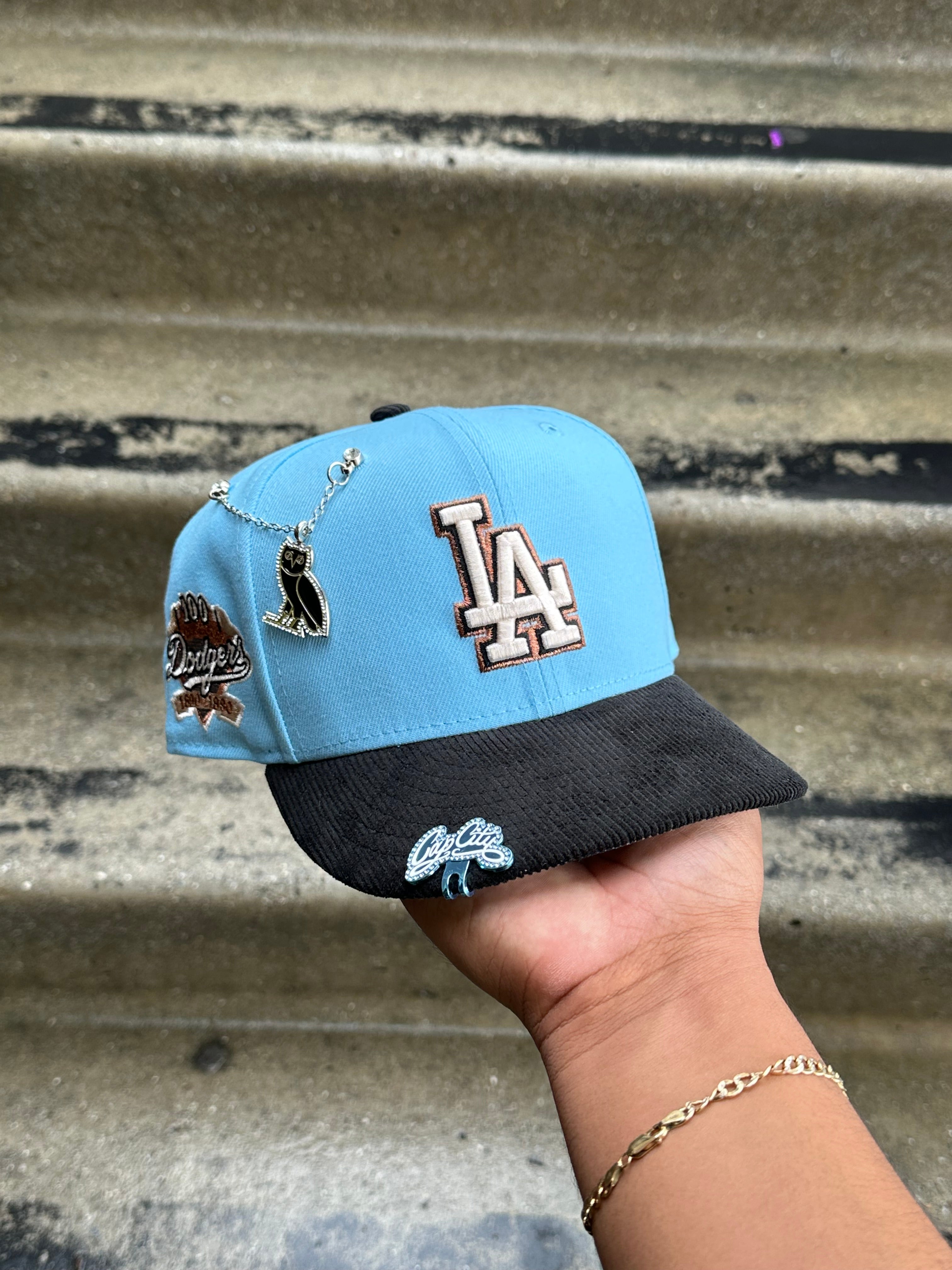 NEW ERA EXCLUSIVE 9FIFTY SKY BLUE/CORDUROY LOS ANGELES DODGERS SNAPBACK W/ 100TH ANNIVERSARY PATCH