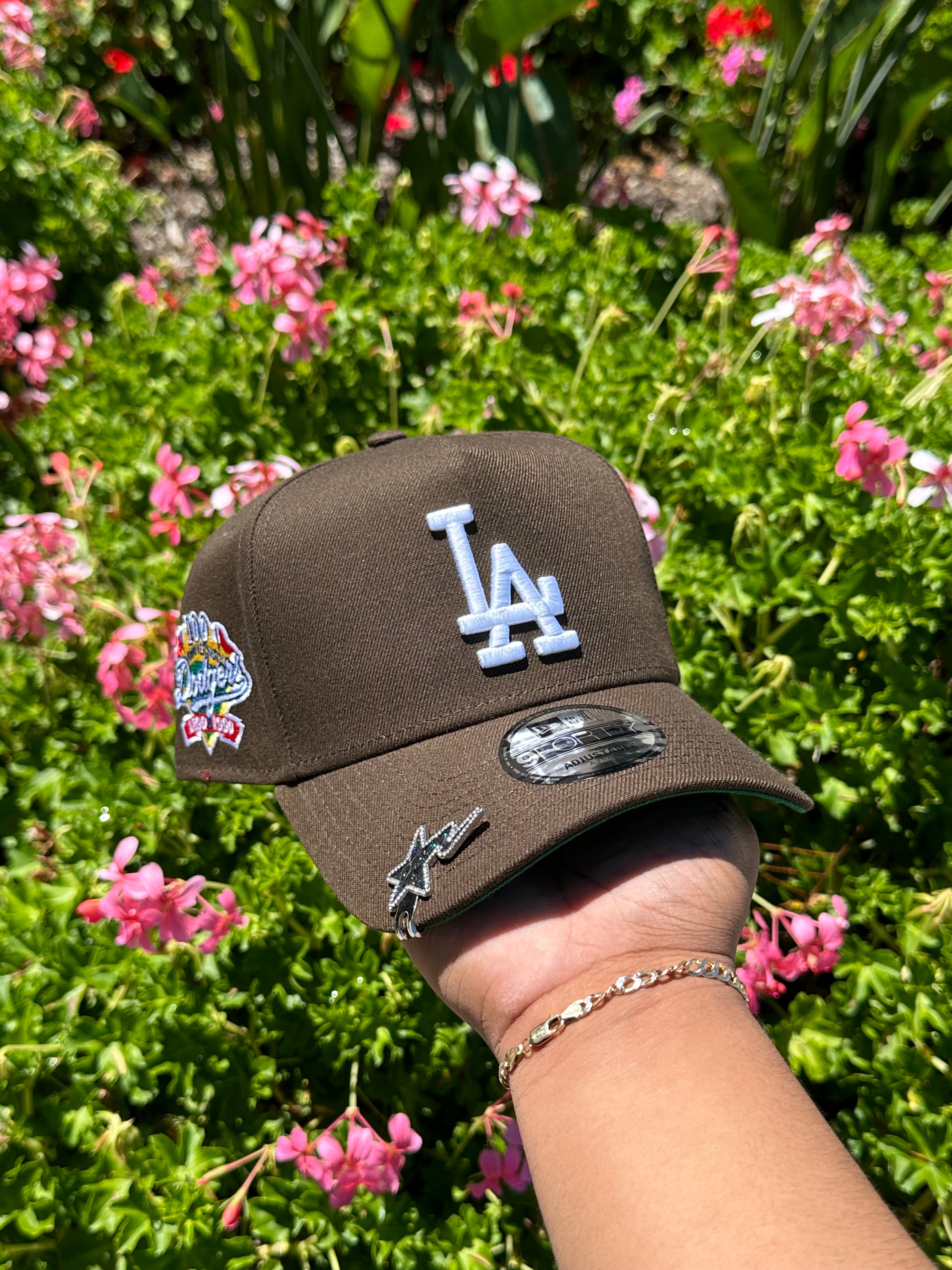 NEW ERA EXCLUSIVE 9FORTY A-FRAME WALNUT BROWN LOS ANGELES DODGERS W/ 100TH ANNIVERSARY SIDE PATCH