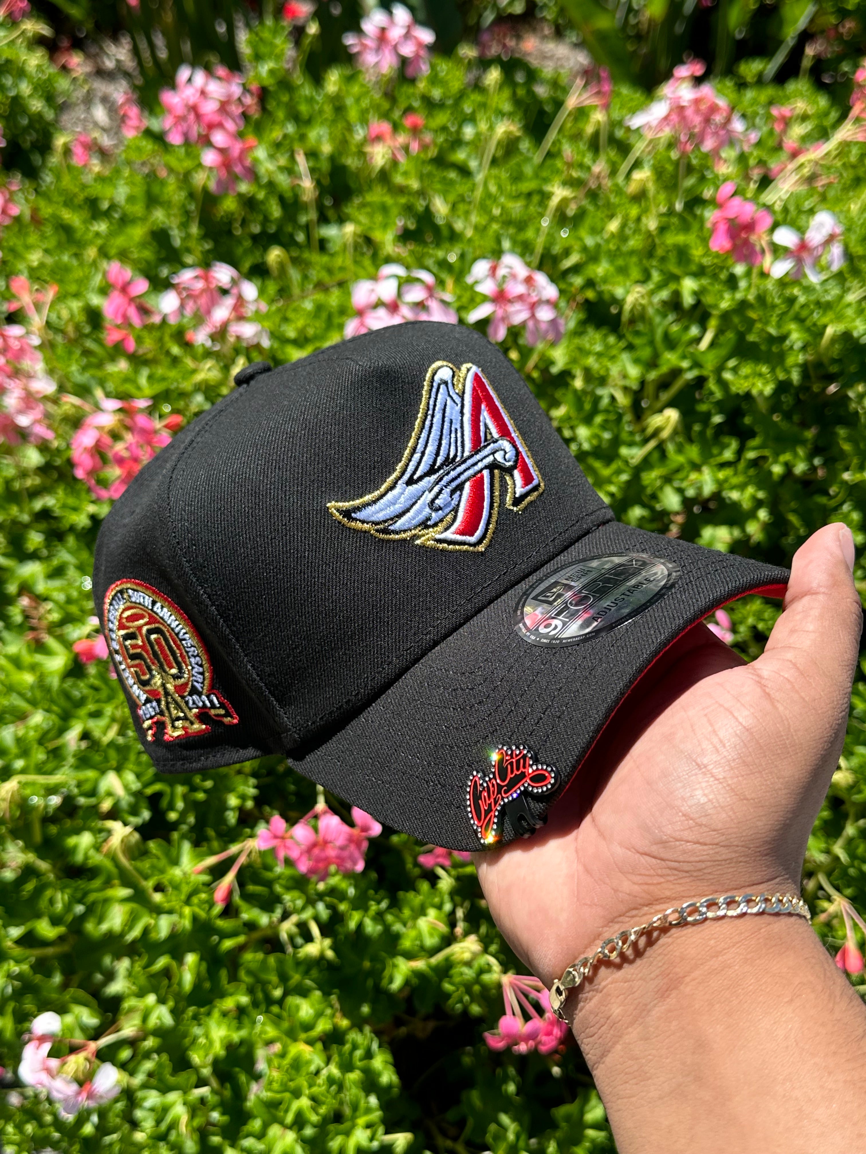 NEW ERA EXCLUSIVE 9FORTY A-FRAME BLACK ANAHEIM ANGELS W/ 50TH ANNIVERSARY SIDE PATCH