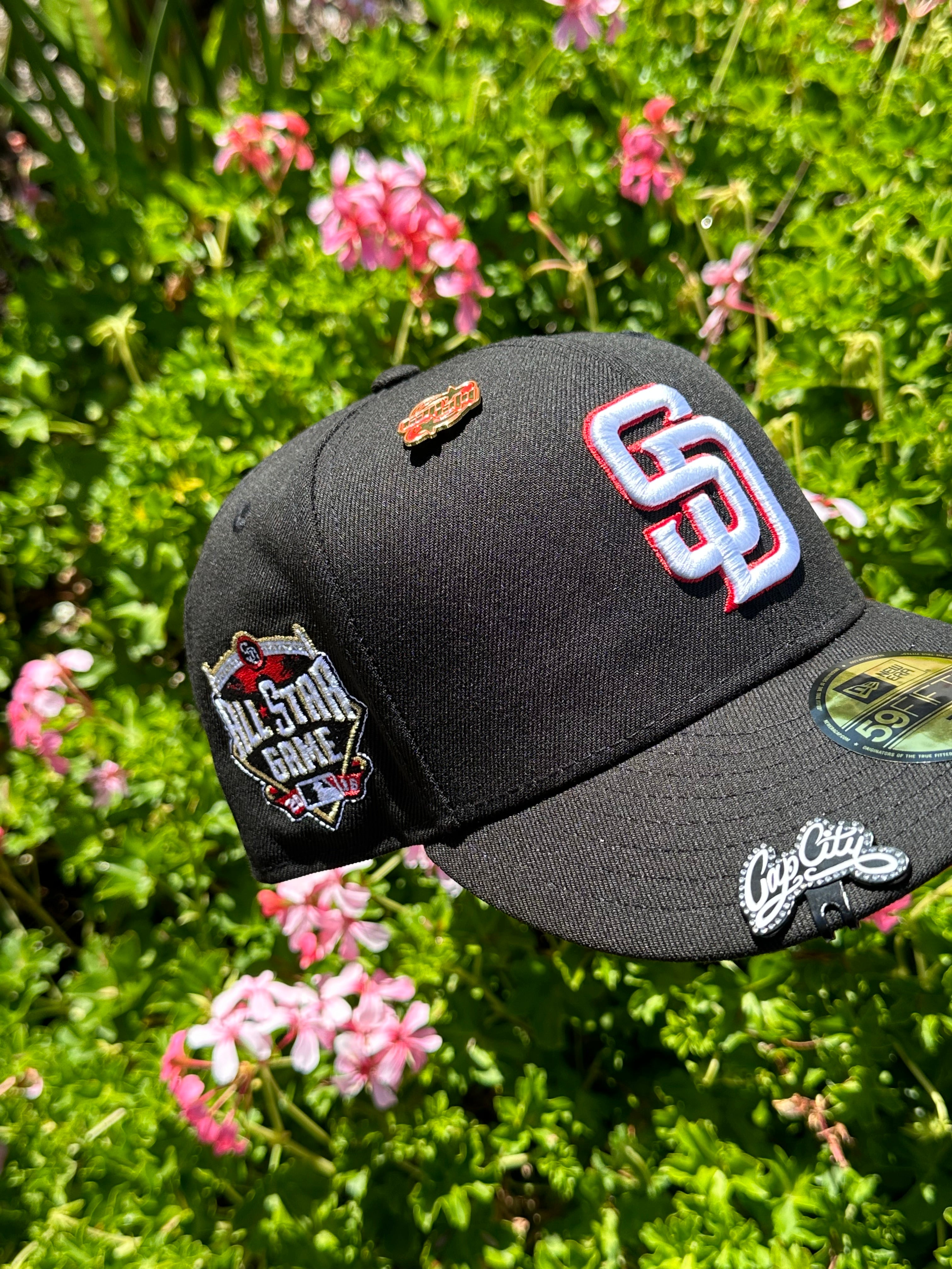 NEW ERA EXCLUSIVE 59FIFTY BLACK SAN DIEGO PADRES W/ 2016 ALL STAR GAME SIDE PATCH