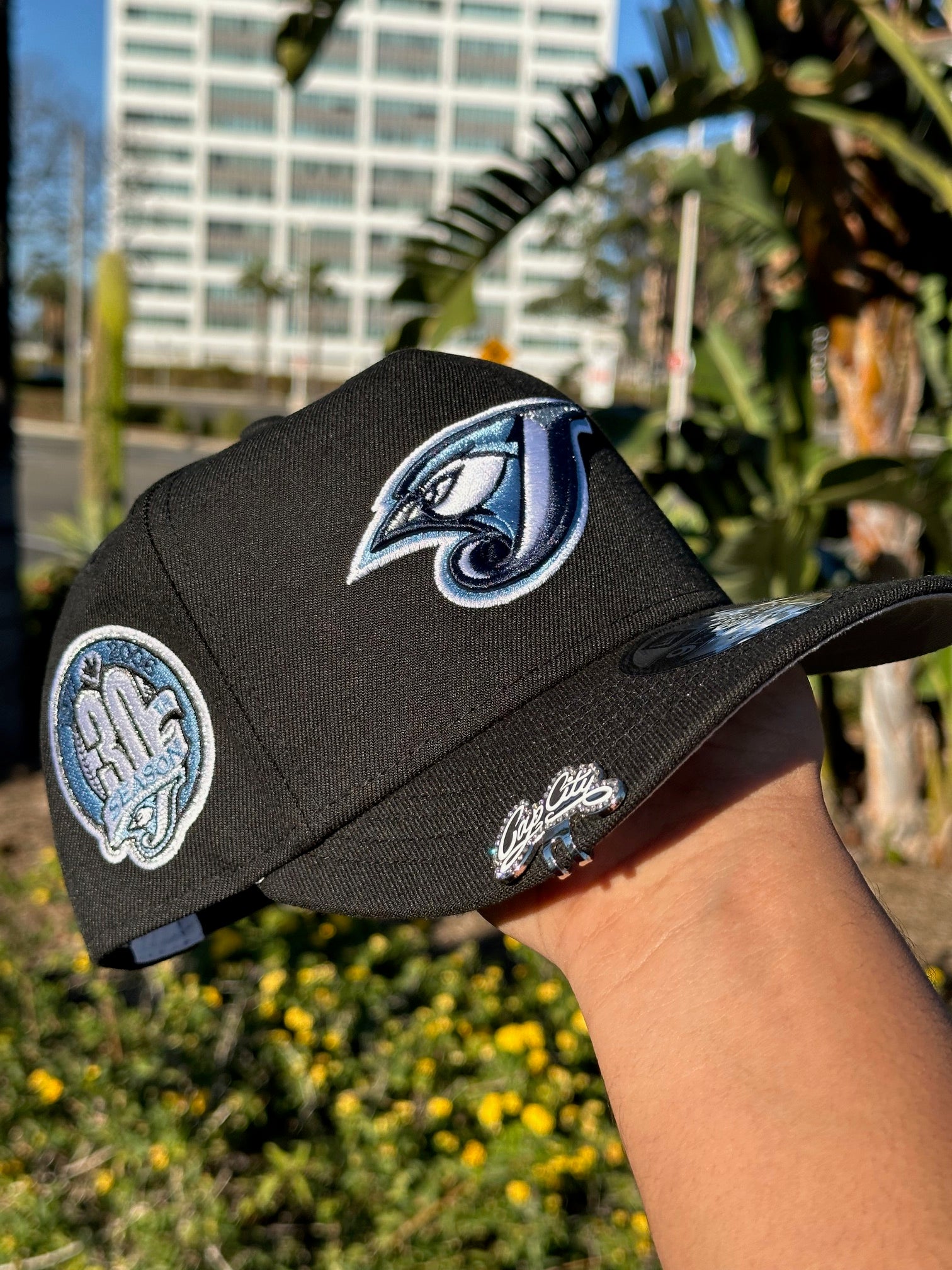 NEW ERA EXCLUSIVE 9FIFTY A-FRAME BLACK TORONTO BLUEJAYS SNAPBACK W/ 30TH ANNIVERSARY SIDE PATCH