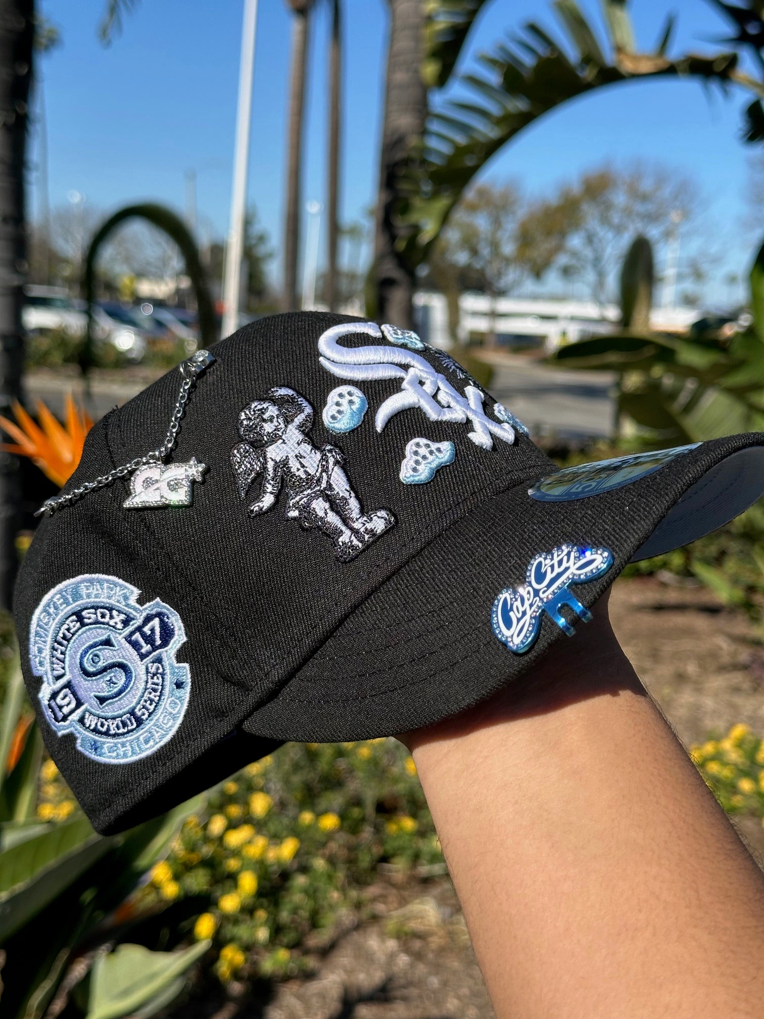 NEW ERA EXCLUSIVE 59FIFTY BLACK CHICAGO WHITE SOX "HEAVENLY CITY" W/ 1917 WORLD SERIES SIDE PATCH *FREE BLIP INCLUDED