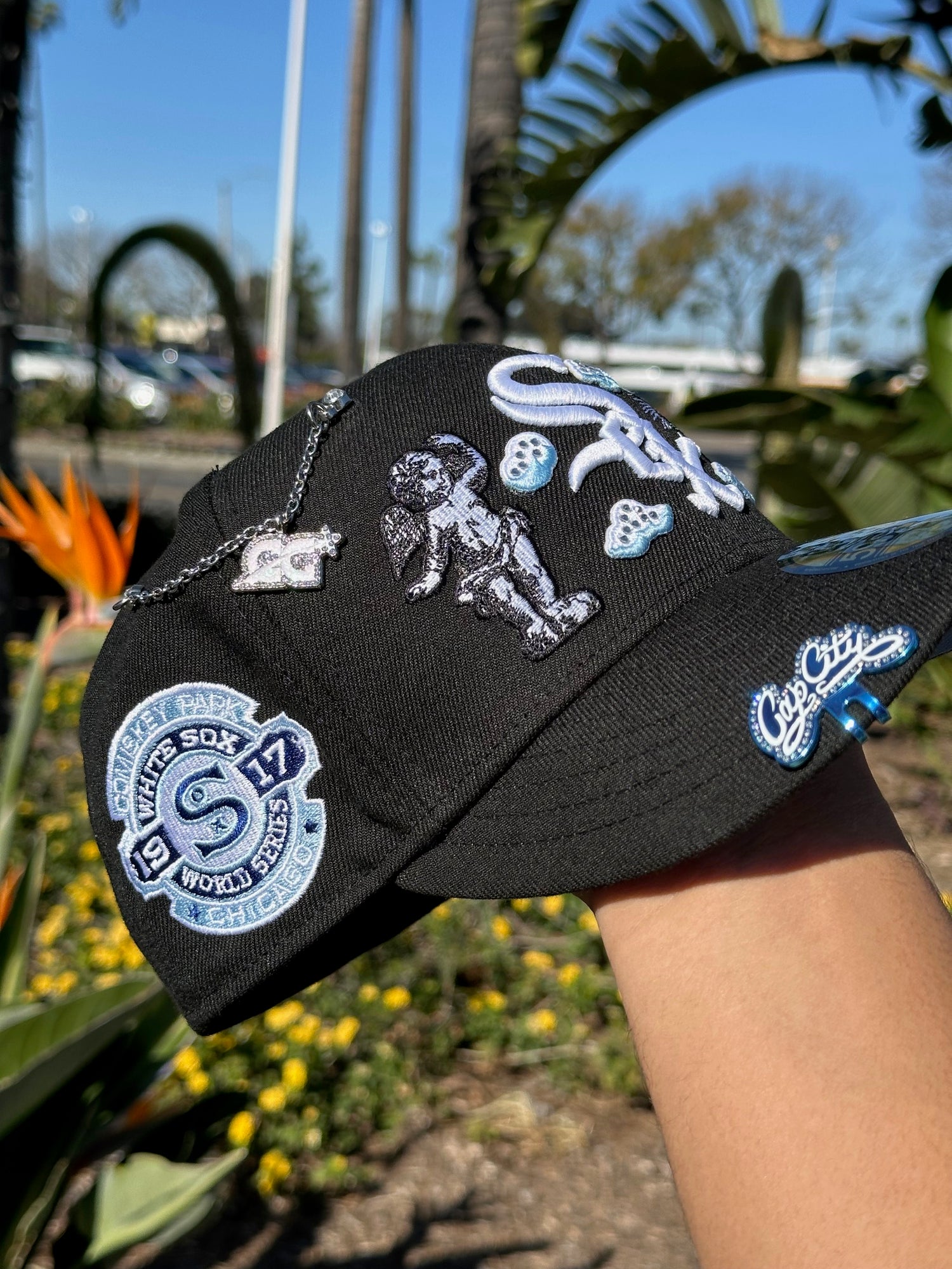 NEW ERA EXCLUSIVE 59FIFTY BLACK CHICAGO WHITE SOX "HEAVENLY CITY" W/ 1917 WORLD SERIES SIDE PATCH *FREE BLIP INCLUDED
