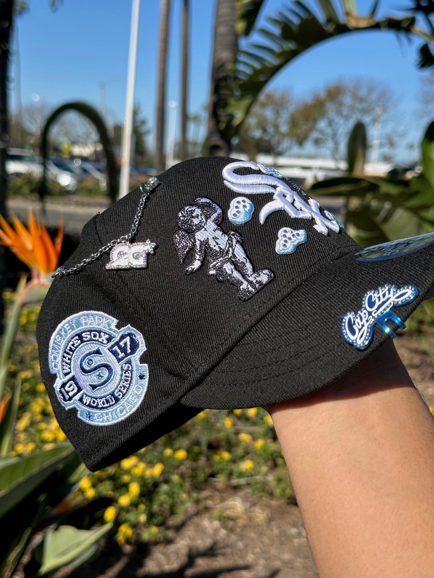 NEW ERA EXCLUSIVE 59FIFTY BLACK CHICAGO WHITE SOX "HEAVENLY CITY" W/ 1917 WORLD SERIES SIDE PATCH *FREE BLIP INCLUDED