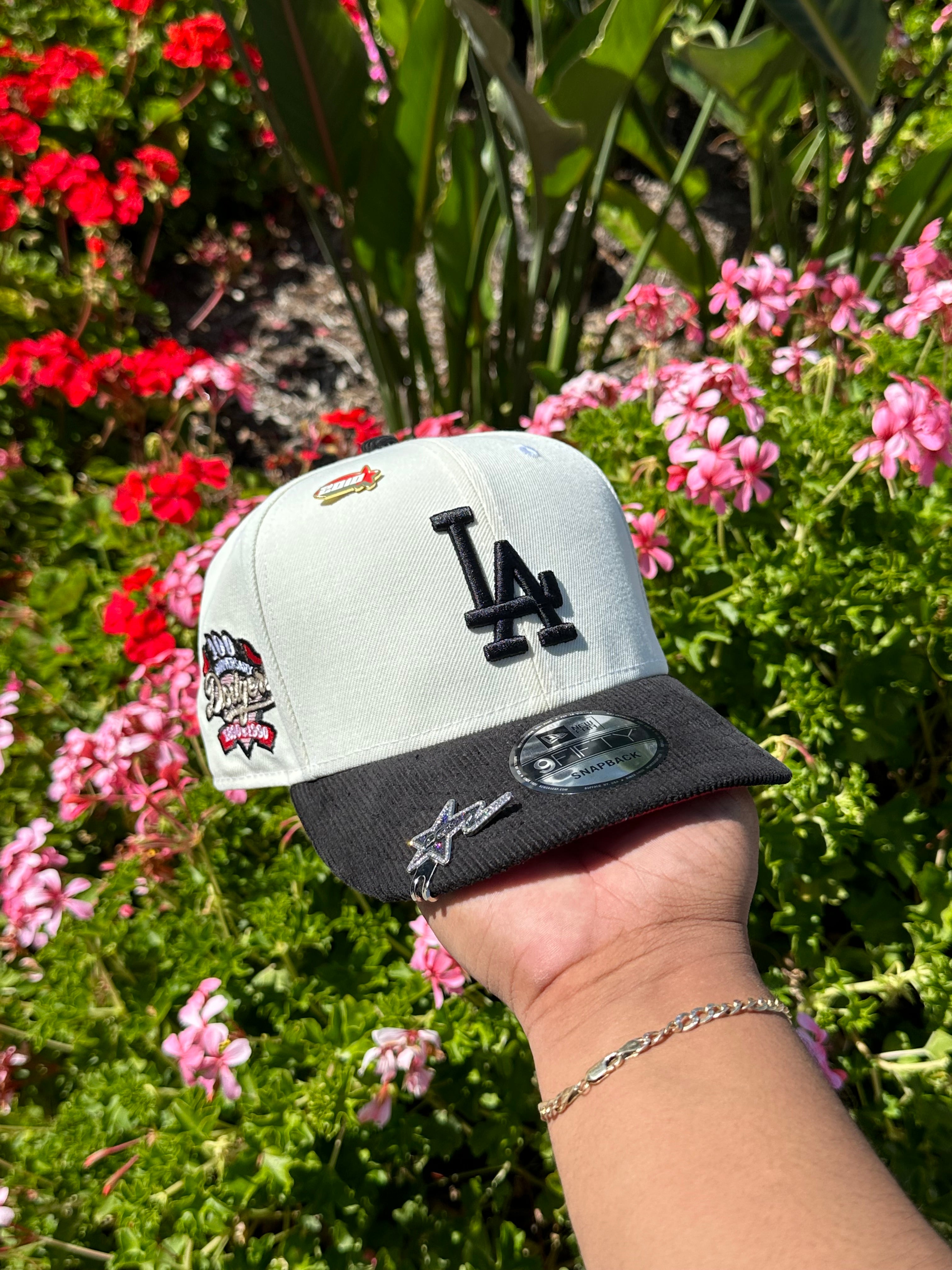 NEW ERA EXCLUSIVE 9FIFTY CHROME WHITE/CORUROY LOS ANGELES DODGERS SNAPBACK W/ 100TH ANNIVERSARY PATCH