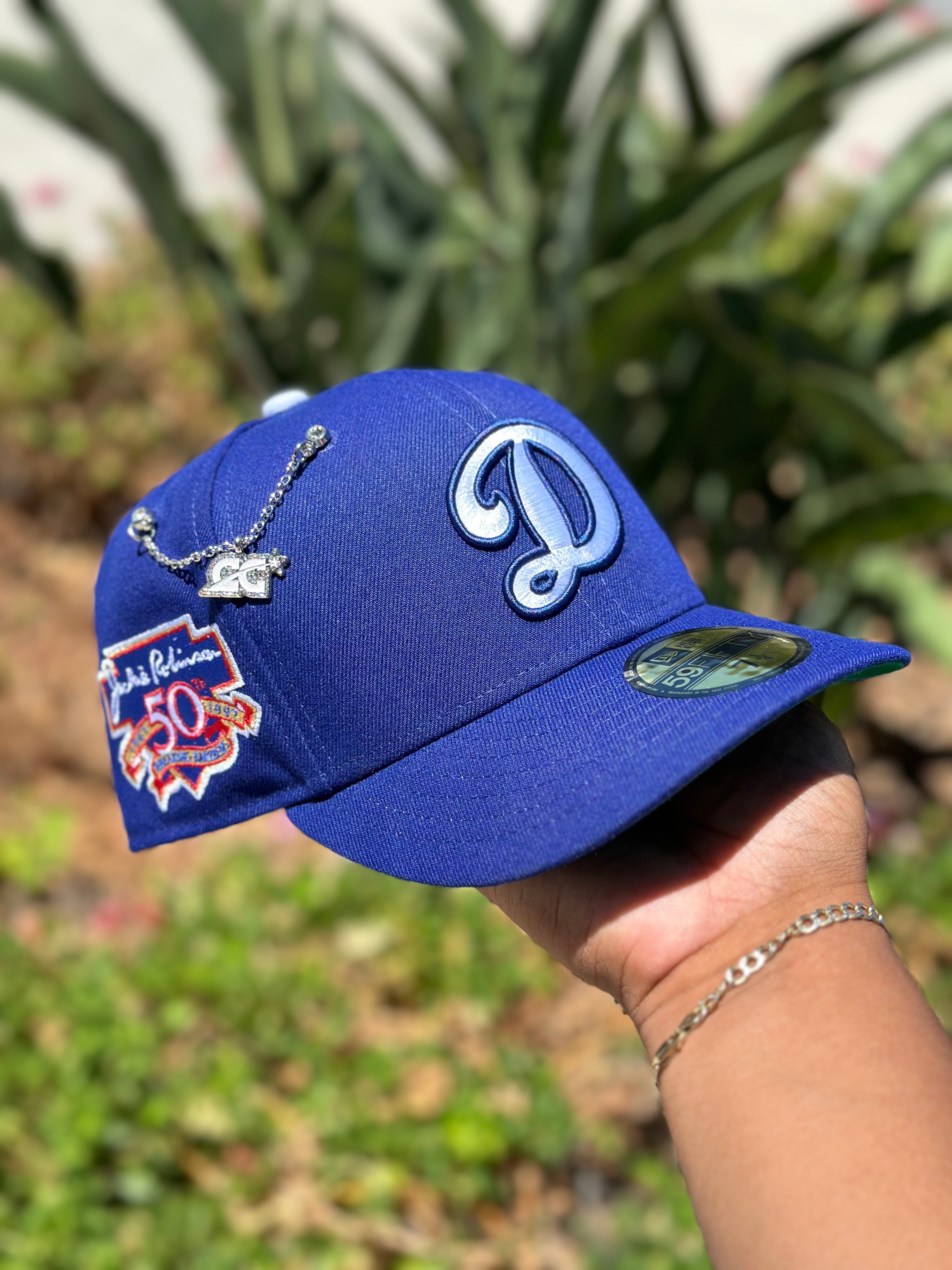 NEW ERA 59FIFTY BLUE LOS ANGELES DODGERS W/ 50TH ANNIVERSARY SIDE PATCH