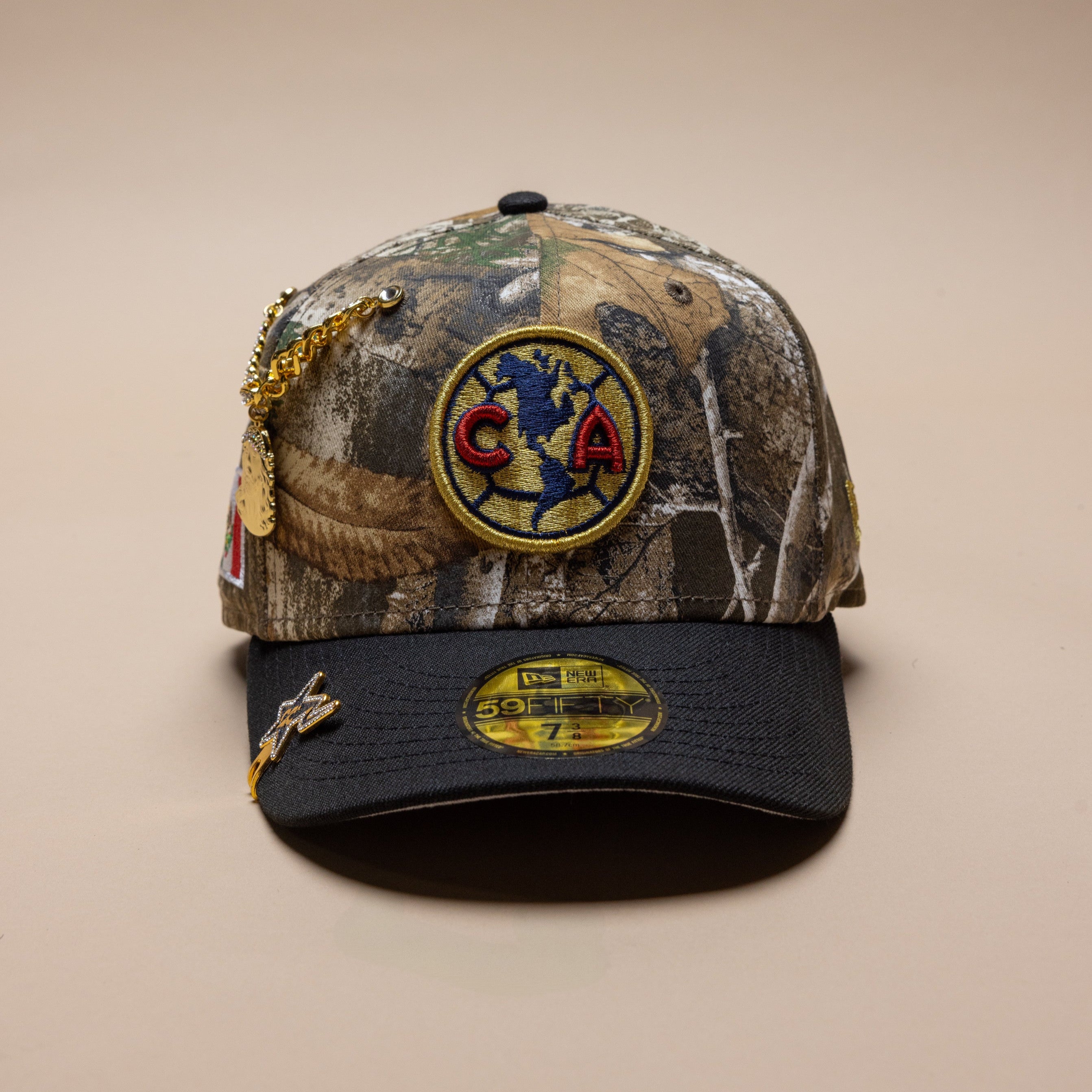 NEW ERA EXCLUSIVE 59FIFTY REALTREE/BLACK "CLUB AMERICA" W/ MEXICO FLAG SIDE PATCH