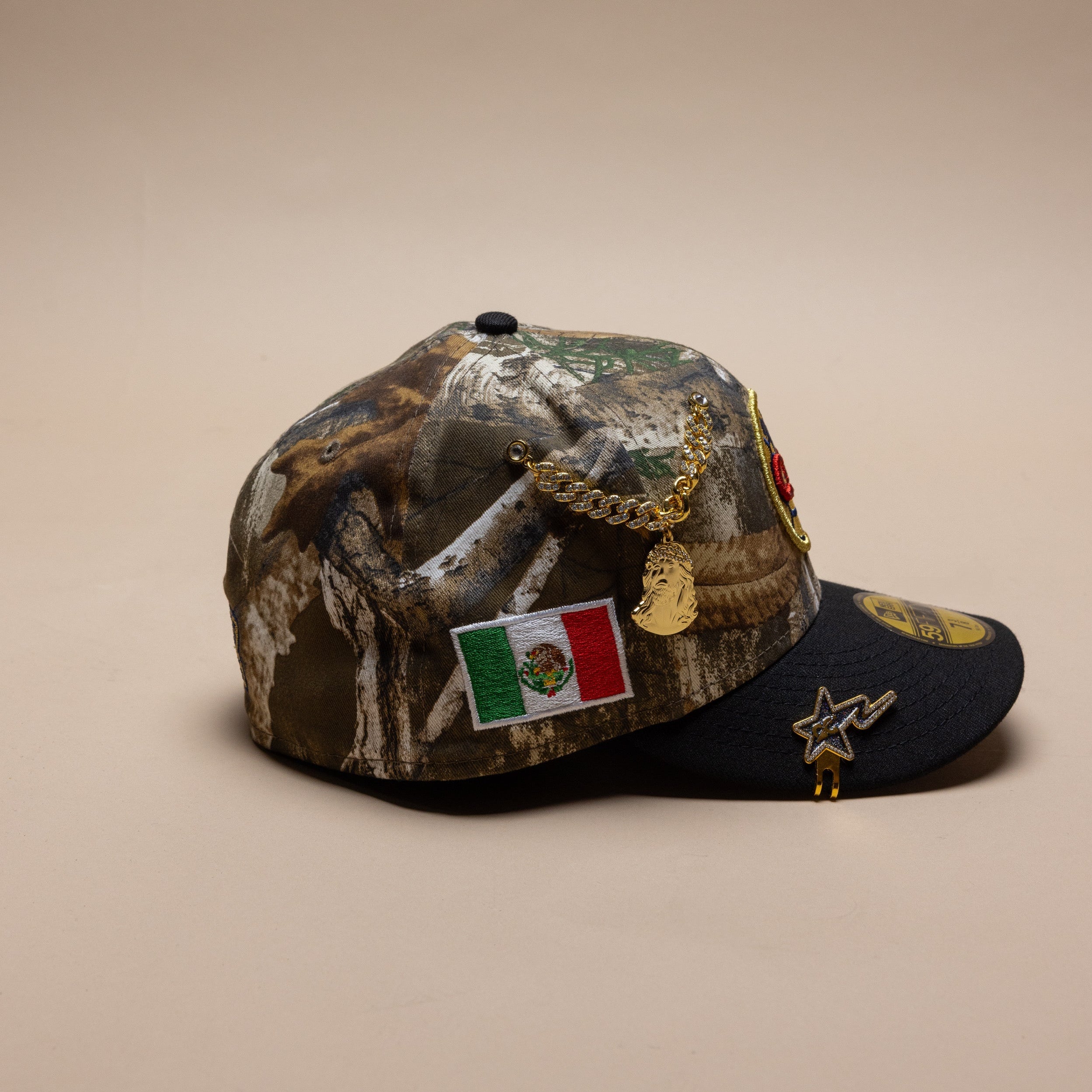 NEW ERA EXCLUSIVE 59FIFTY REALTREE/BLACK "CLUB AMERICA" W/ MEXICO FLAG SIDE PATCH