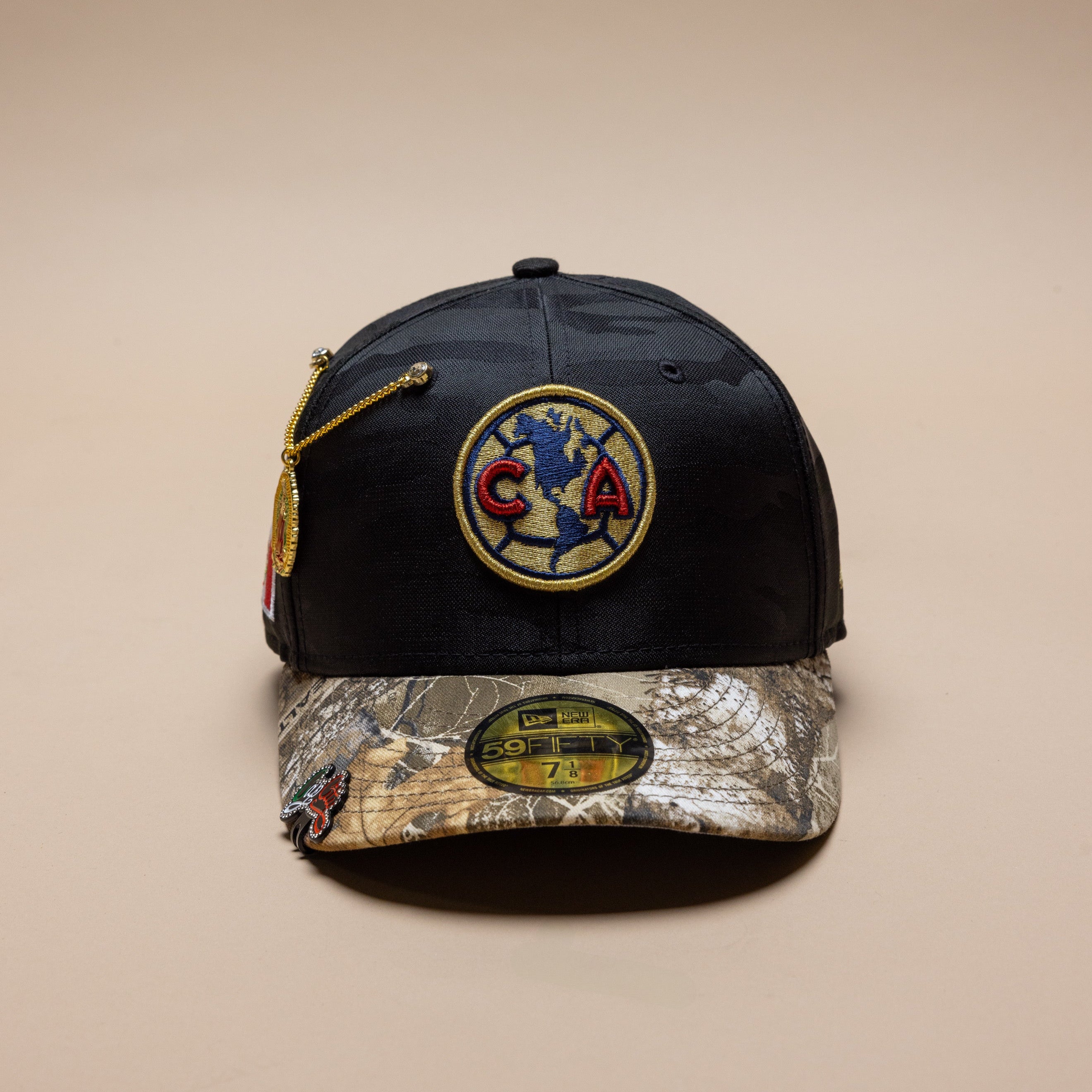 NEW ERA EXCLUSIVE 59FIFTY BLACK CAMO/REALTREE "CLUB AMERICA" W/ MEXICO FLAG SIDE PATCH