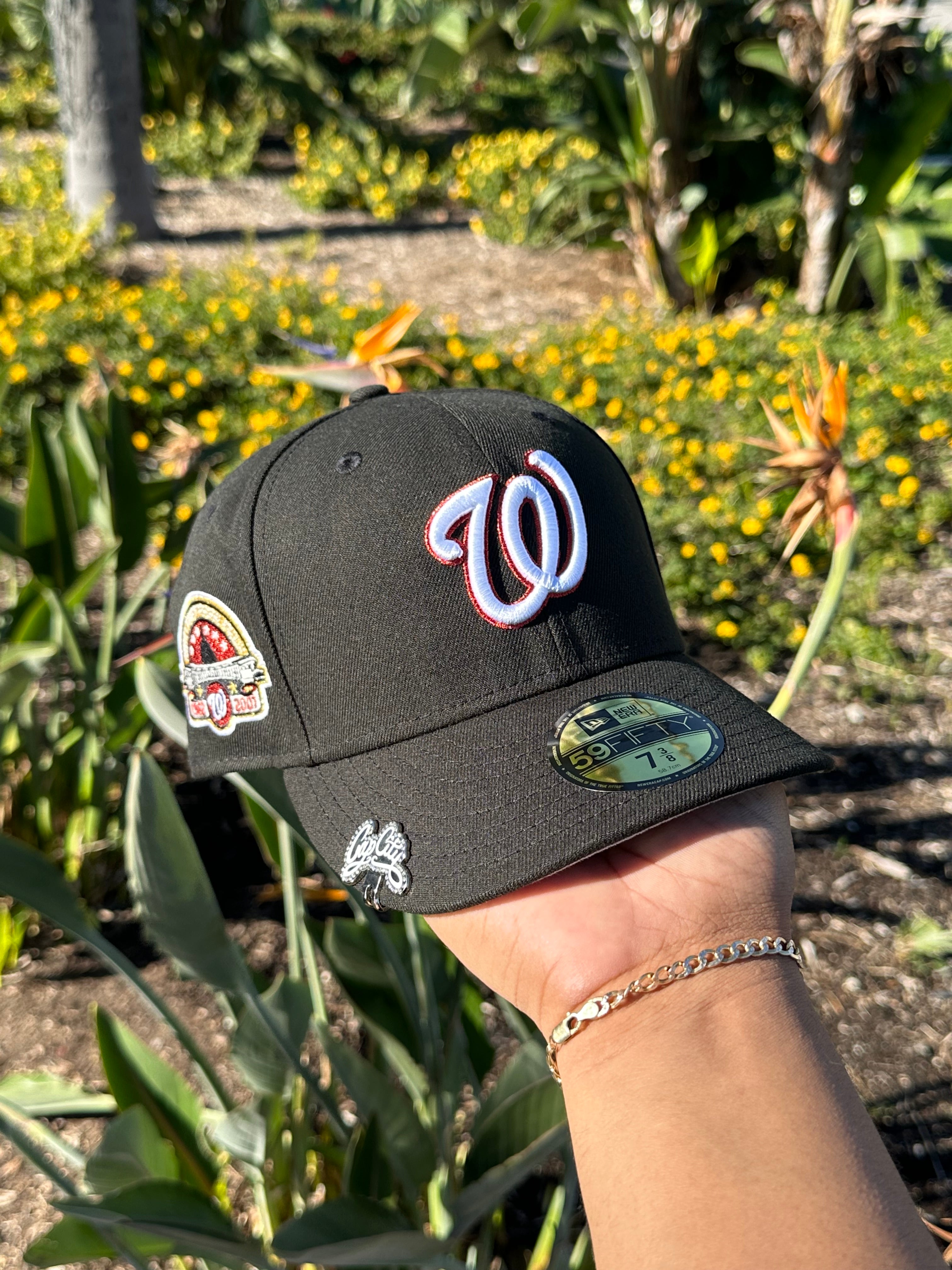 NEW ERA EXCLUSIVE 59FIFTY BLACK WASHINGTON NATIONALS W/ 45TH ANNIVERSARY SIDEPATCH