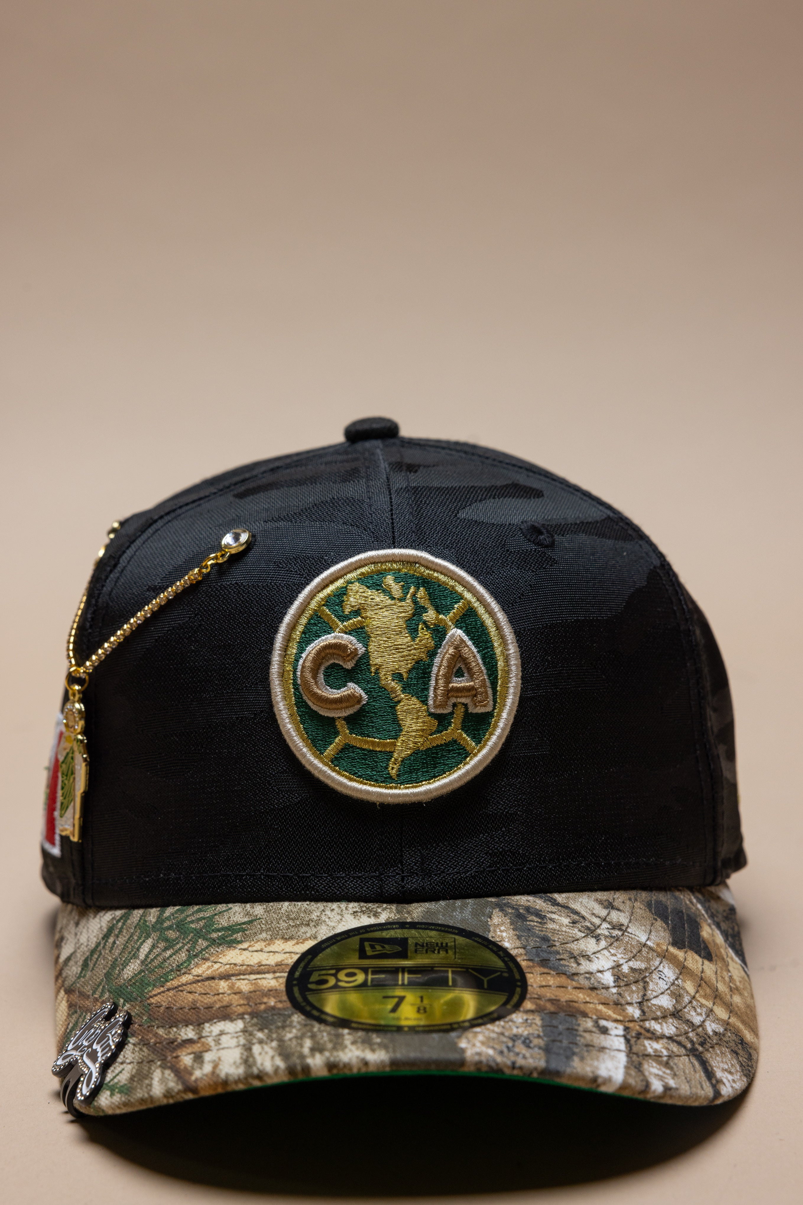 NEW ERA EXCLUSIVE 59FIFTY BLACK CAMO/REALTREE "CLUB AMERICA" W/ MEXICO FLAG SIDE PATCH