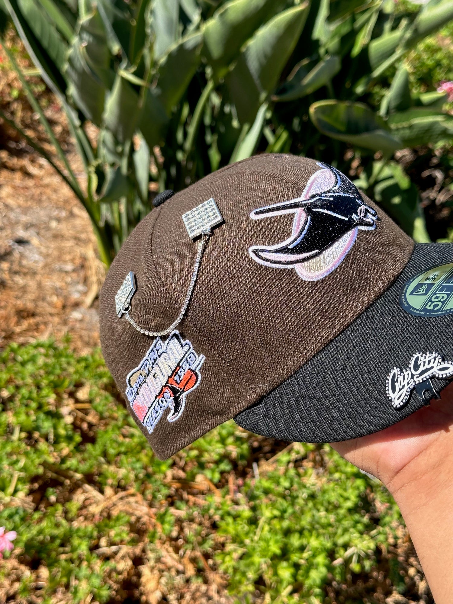 NEW ERA EXCLUSIVE 59FIFTY MOCHA/BLACK TAMPA BAY RAYS W/ 1998 INAUGRAUL SEASON SIDE PATCH
