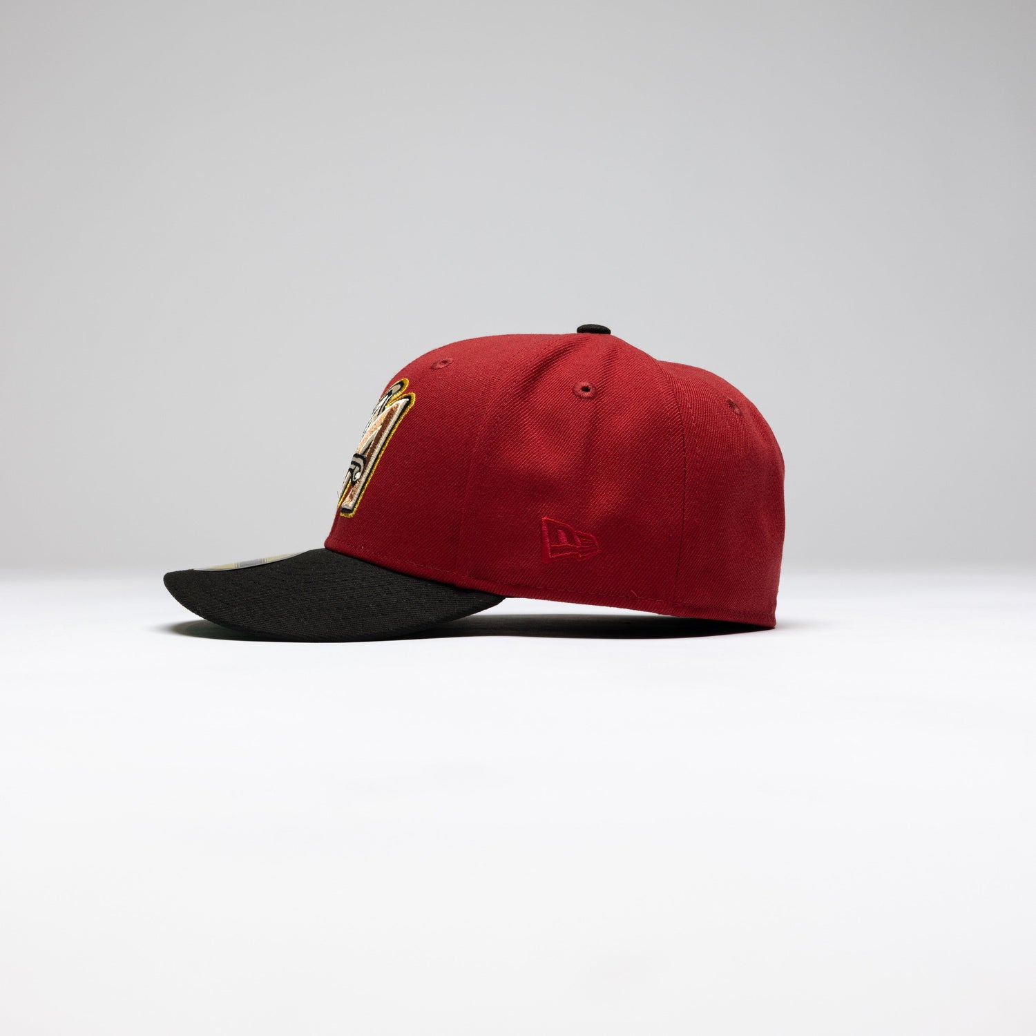 NEW ERA 59FIFTY MAROON RED/BLACK ANAHEIM ANGELS W/ 50TH ANNIVERSARY SIDE PATCH