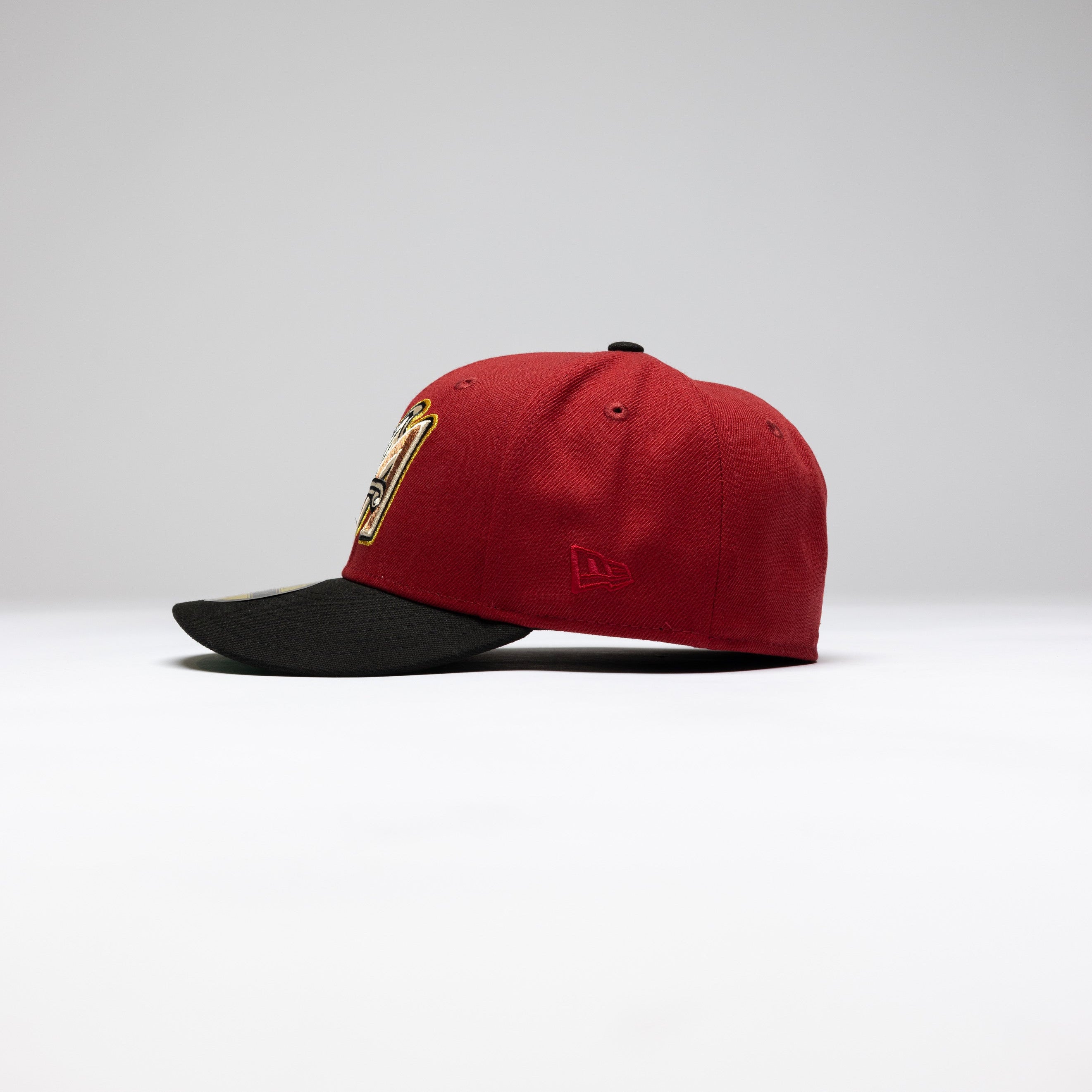 NEW ERA 59FIFTY MAROON RED/BLACK ANAHEIM ANGELS W/ 50TH ANNIVERSARY SIDE PATCH